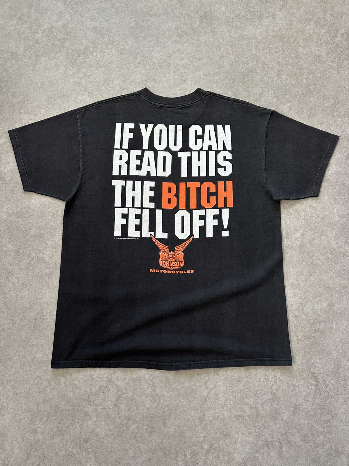 Vintage Big Johnson Shirt The Bitch Fell Off 90s Faded Biker Tee Size US XL / EU 56 / 4 - 9 Thumbnail