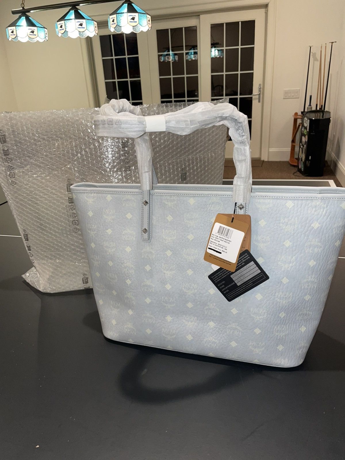 MCM Mini MCM Aren Shopper In Visetos Tote Bag | Misty Grey | NWT Size ONE SIZE - 4 Thumbnail