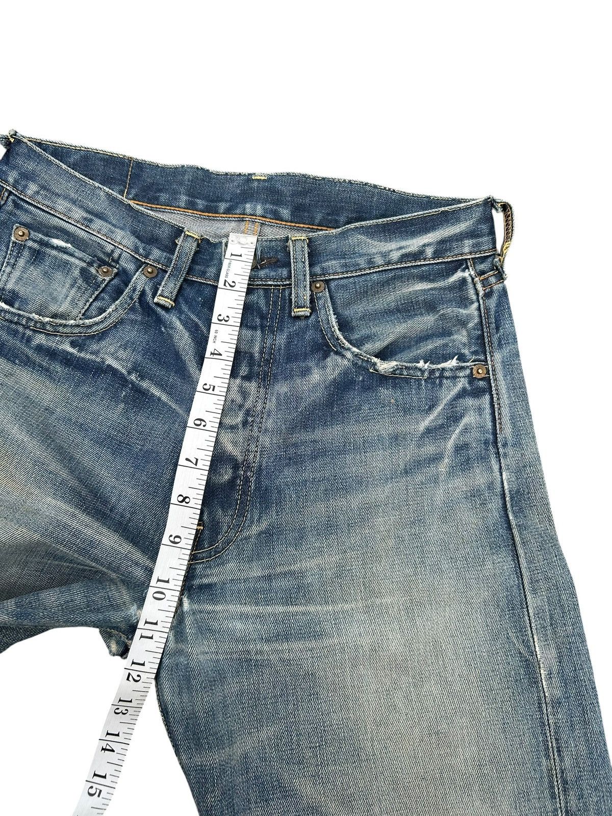 Kapital VINTAGE LEVIS BIG E SELVEDGE THRASHED DENIM JEANS Size US 29 - 23 Thumbnail