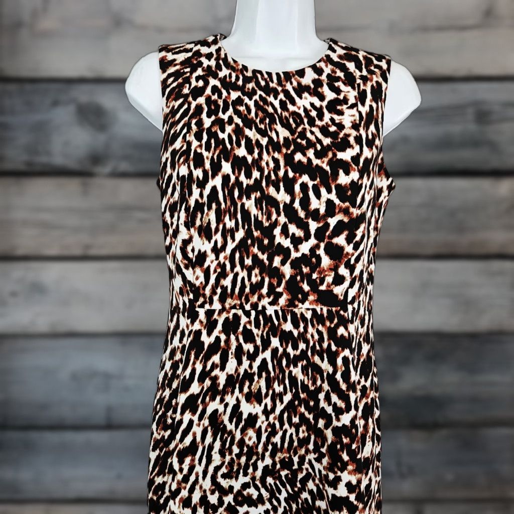Calvin Klein Calvin Klein Womens Dress Sz 4 Black White Animal Print Sleeveless Sheath Knee Length Multicolor Size S / US 4 / IT 40 - 1 Thumbnail