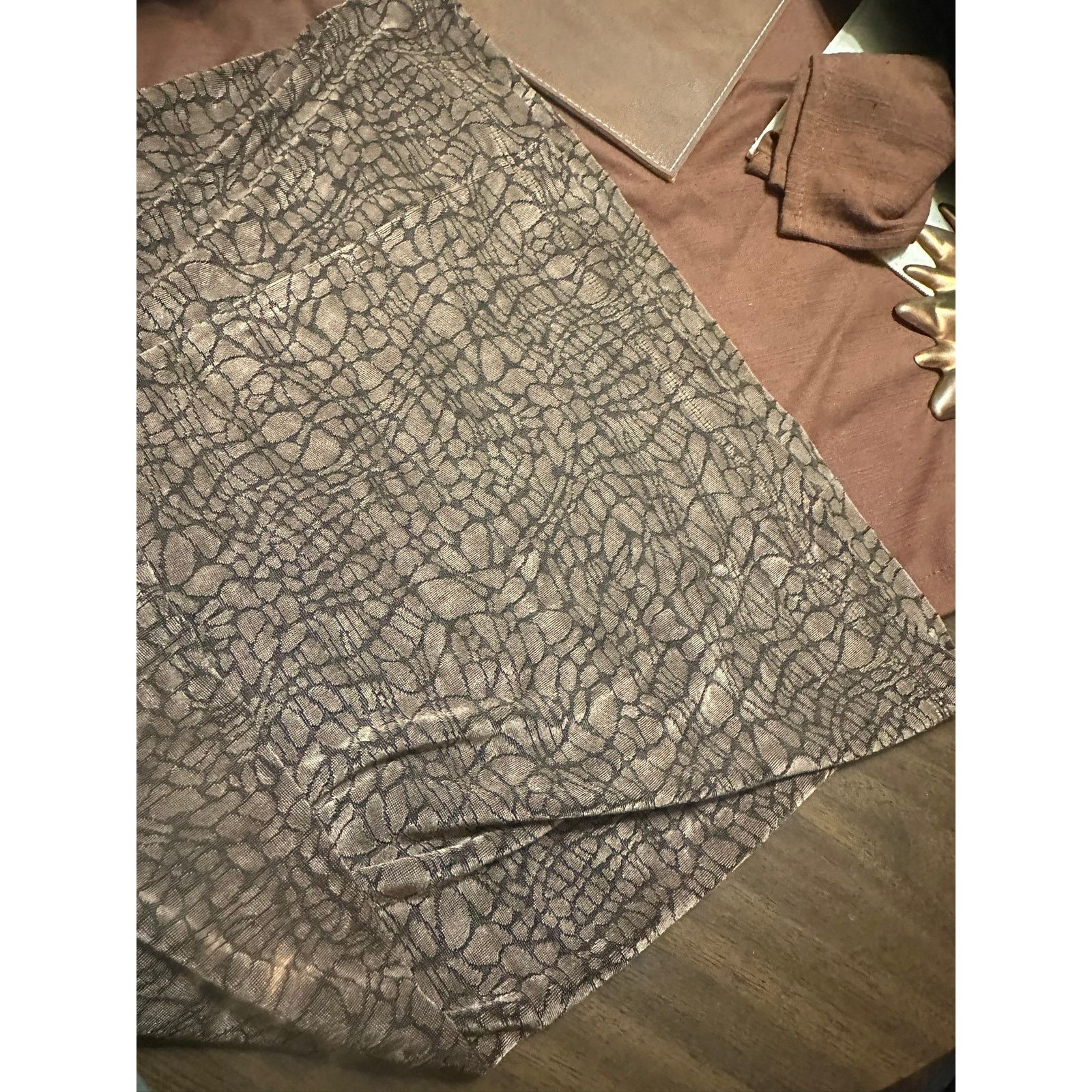 Chicos Vintage 90s Metallic Bronze Snakeskin Maxi Skirt - Small Size 26" / US 2 / IT 38 - 5 Thumbnail