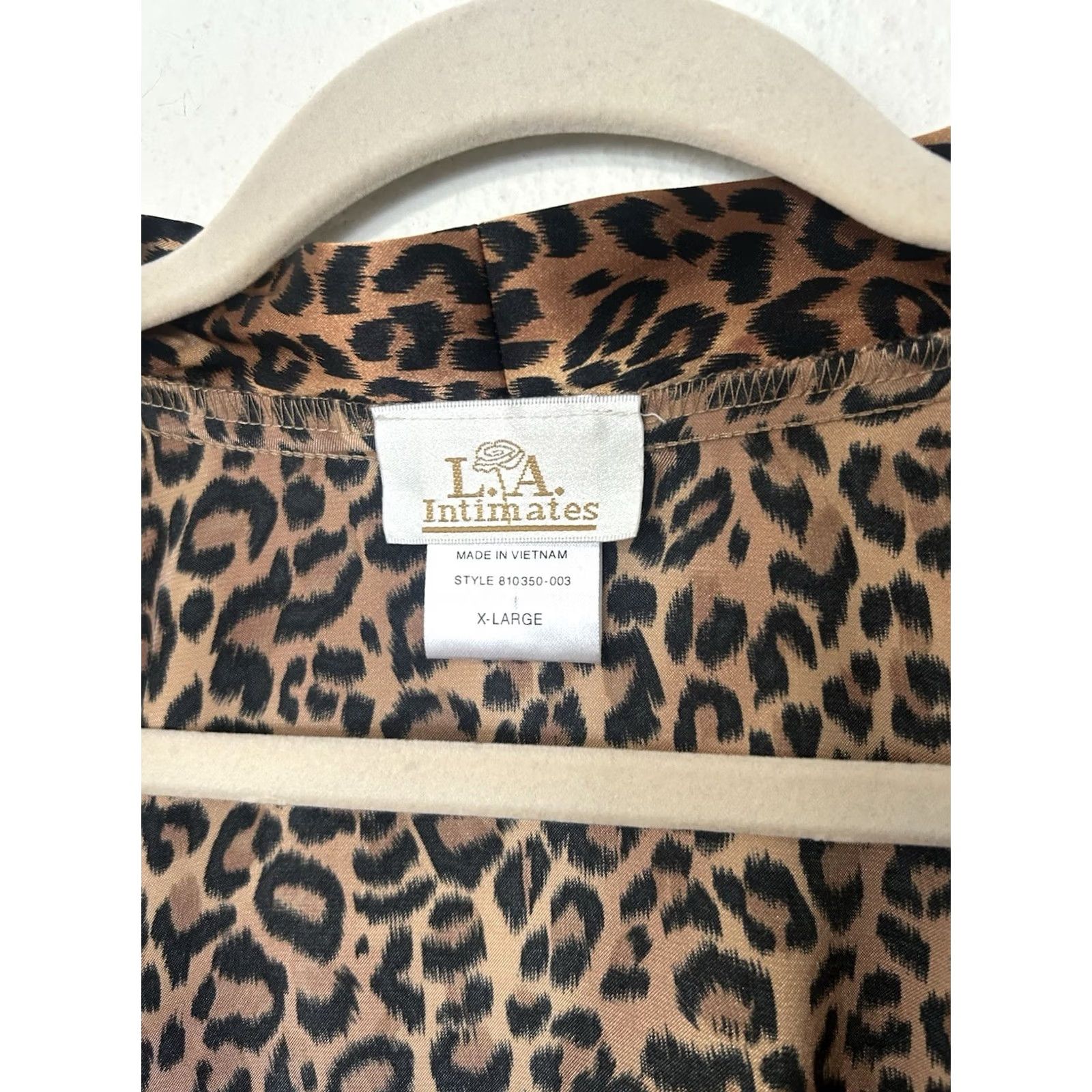Vintage VINTAGE L.A. Intimates Leopard Print Chemise Nightgown Robe Set Womens XL Satin Polyester Brown 90s Belted Adjustable Strap Size ONE SIZE - 4 Thumbnail