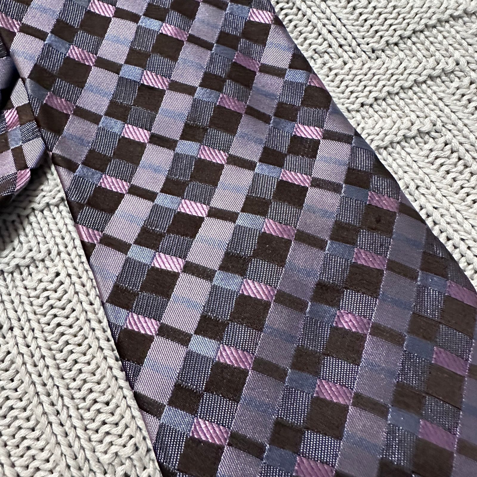 Ted Baker Ted Baker purple woven plaid silk tie Size ONE SIZE - 2 Thumbnail