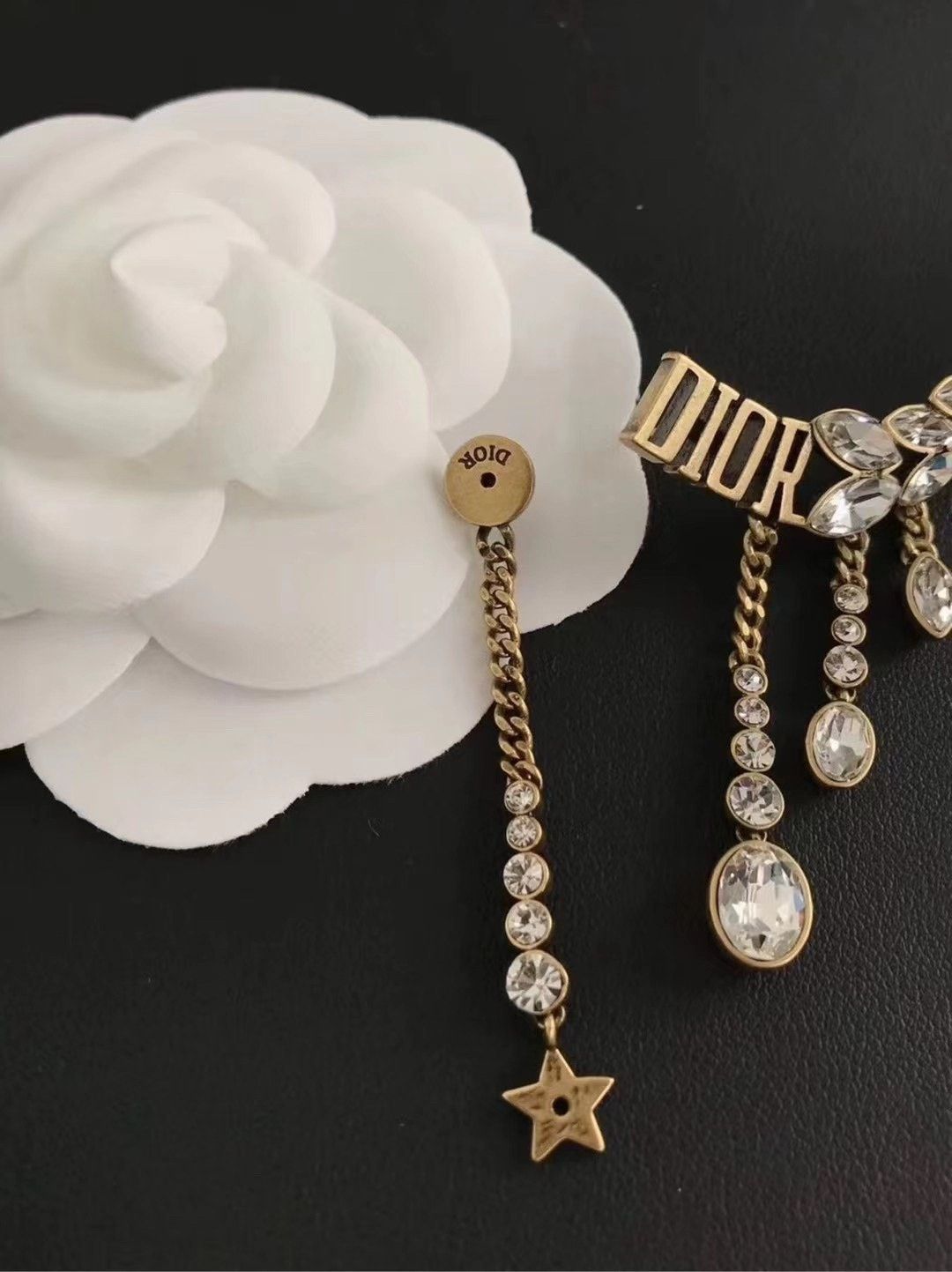 Dior Dior Gold Laurel Branch Crystal Logo Earrings Size US XXS / EU 40 - 5 Thumbnail