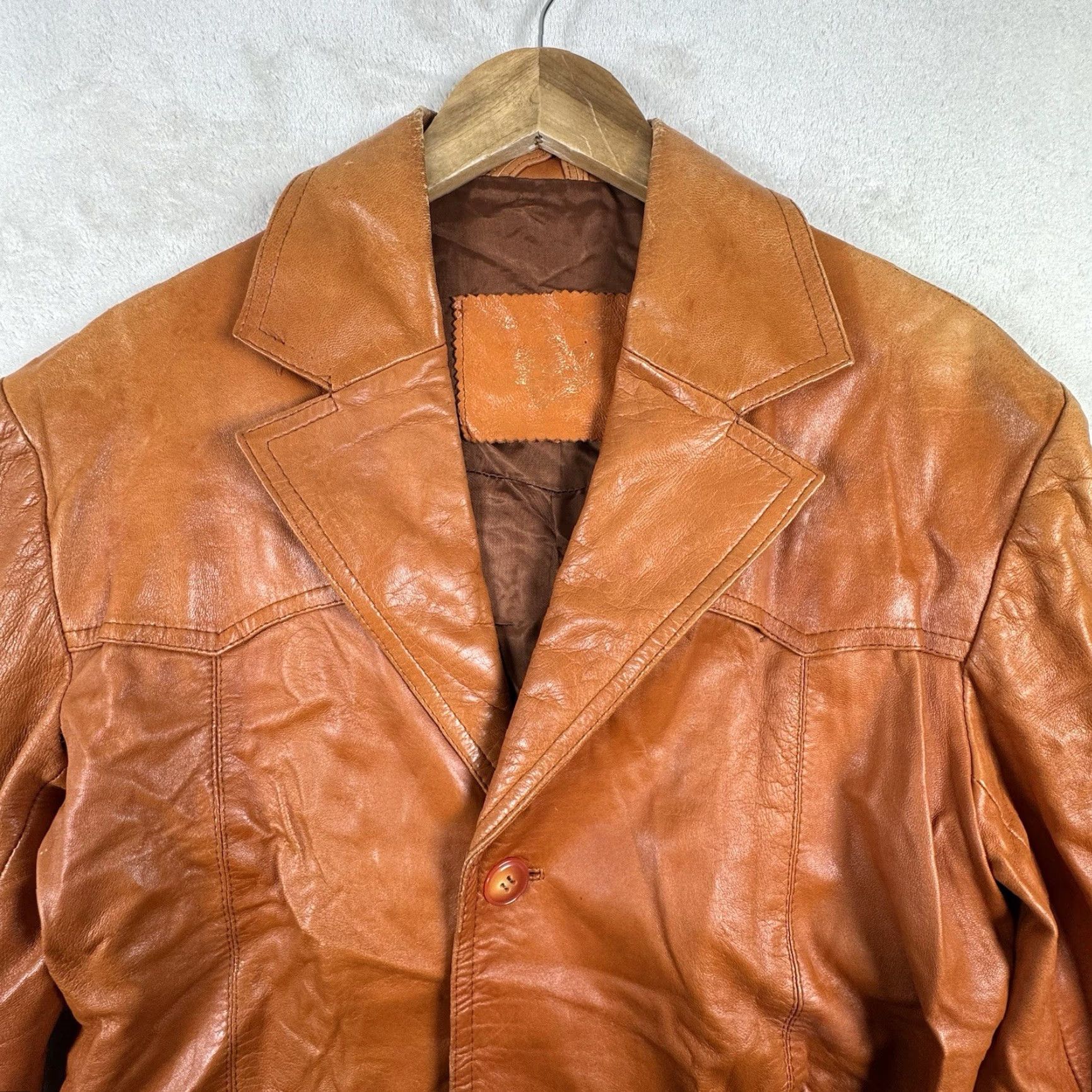 Vintage VINTAGE Goya De Espan'a Leather Jacket Hipster Light Brown 42 Size US XS / EU 42 / 0 - 2 Thumbnail