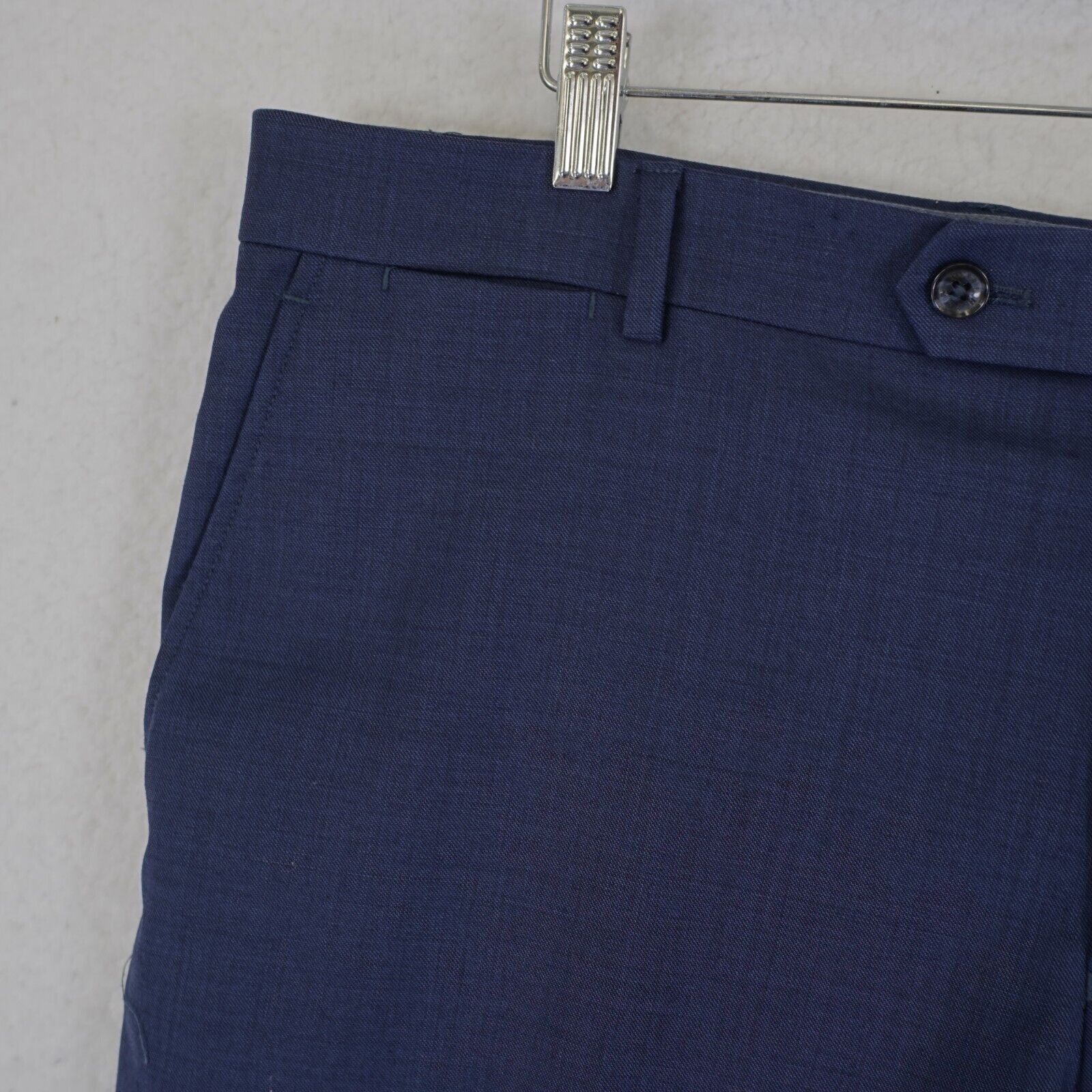 Tommy Hilfiger Tommy Hilfiger Blue Sharkskin Wool Blend Flat Front Dress Pa Size 38R - 2 Thumbnail