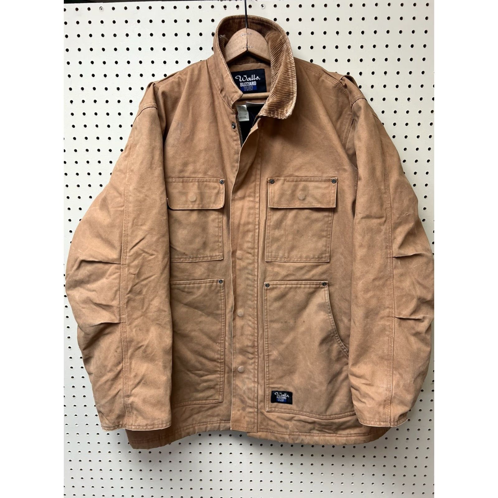 Walls VINTAGE Walls Blizzard Pruf Insulated Corduroy Cotton Work Jacket Large T Mens Jacket Camel Brown 90s Logo Pockets Full Zip Mid-Length Size US L / EU 52-54 / 3 - 4 Thumbnail