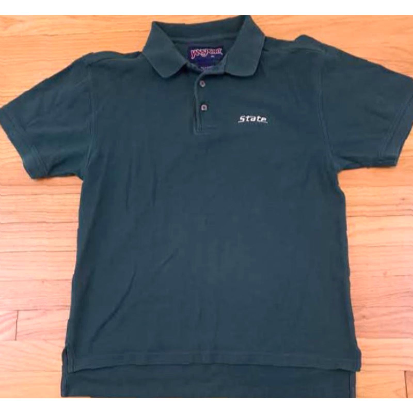 Jansport VINTAGE Jansport Michigan State Polo Shirt Button-Up Knit Medium Green Mens Short Sleeve 1/4 Button Polo-Golf Shirt Size US M / EU 48-50 / 2 - 2 Thumbnail