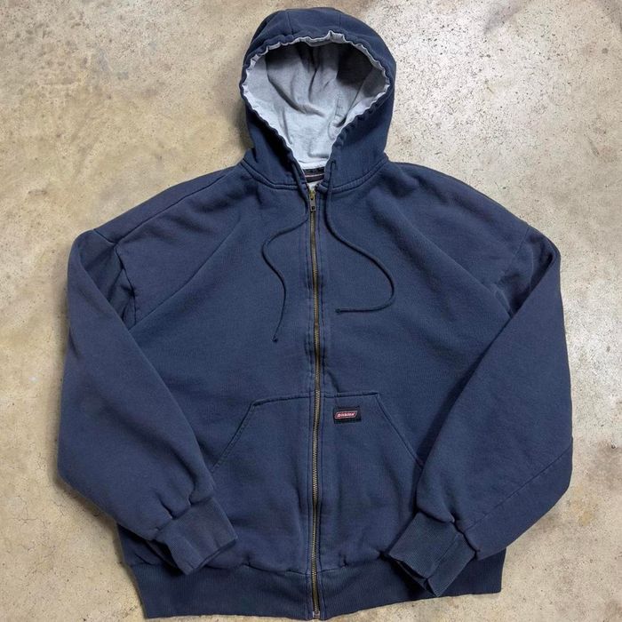 Vintage Vintage Navy Thermal Lined Dickies Workwear Zip-Up Hoodie | Grailed