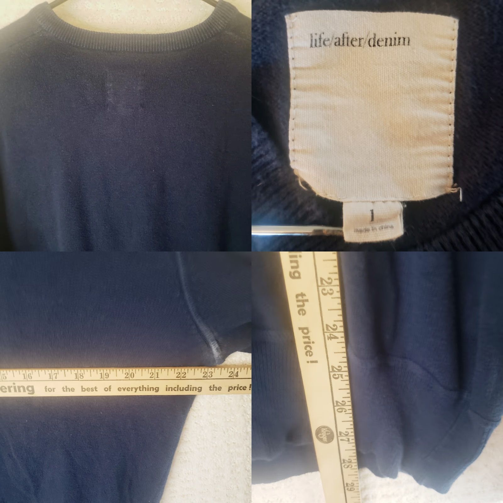 Denime Life After Denim Navy Blue V-Neck Pullover Sweater L Cotton Men Shirt/ Sweater Size US L / EU 52-54 / 3 - 8 Thumbnail