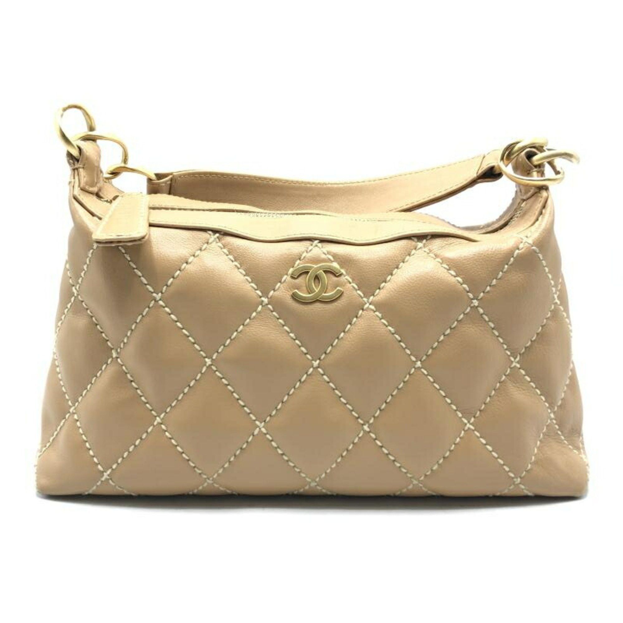 Chanel Wild Stitch Coco Mark Shoulder Bag A20663 Beige Chanel, Women's