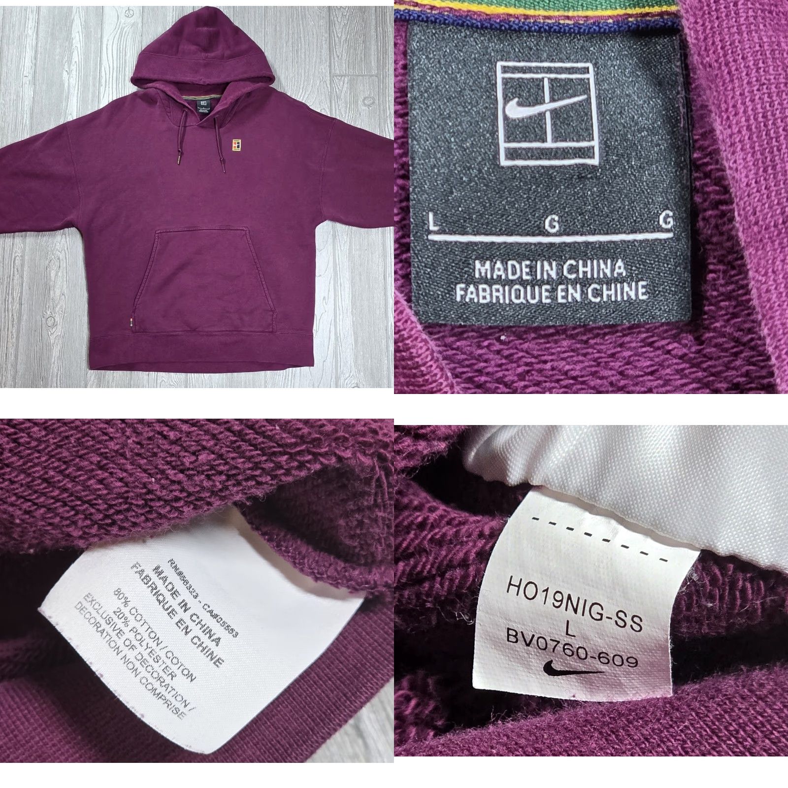 Nike Nike Challenge Court Hoodie Mens L Maroon Club Fleece Sweatshirt Cut Off Sleeve Size US L / EU 52-54 / 3 - 8 Thumbnail