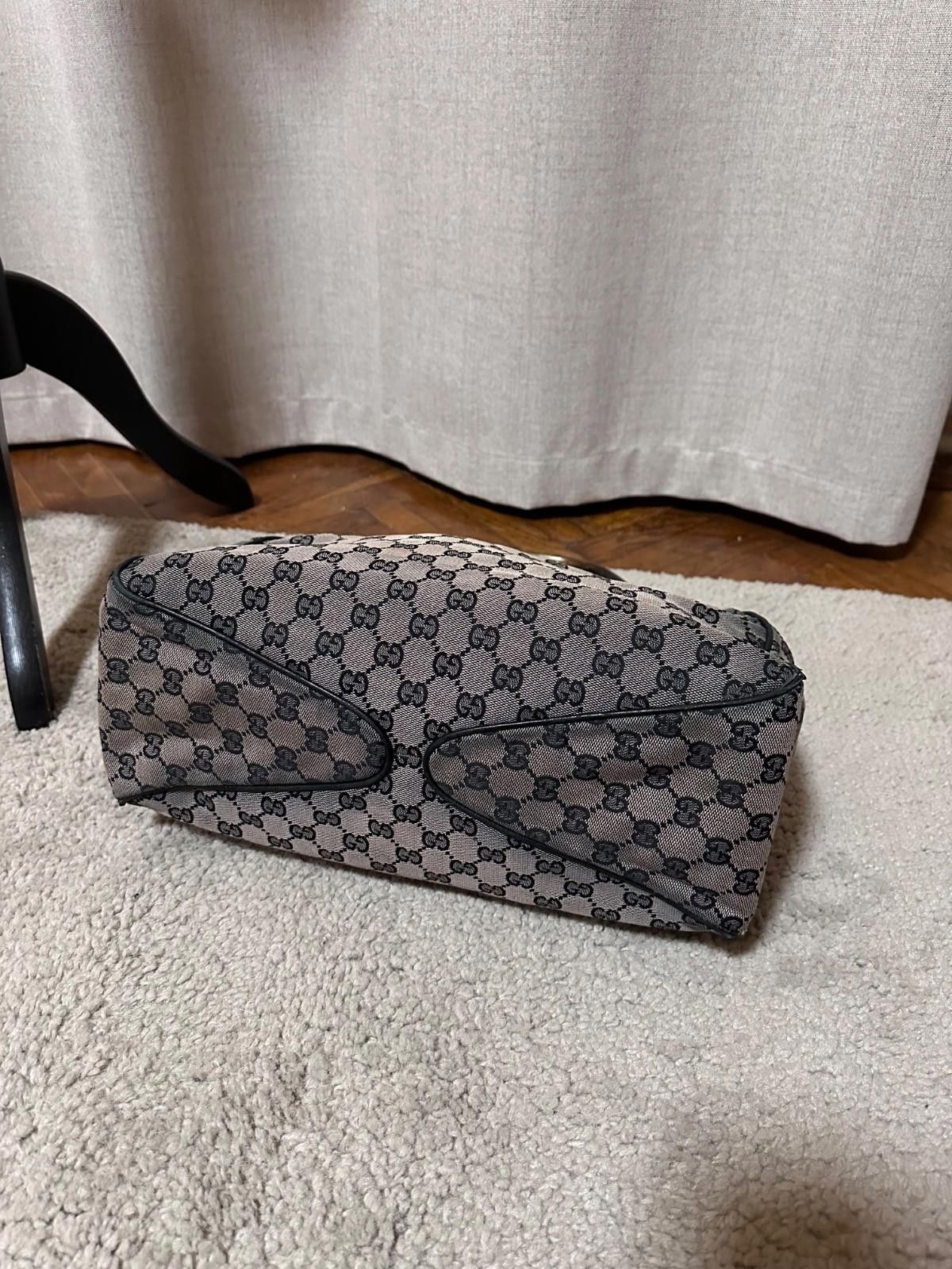 Gucci Rare GUCCI GG Canvas Wood Handle Handbag Tote Bag Hobo Navy Size ONE SIZE - 6 Thumbnail