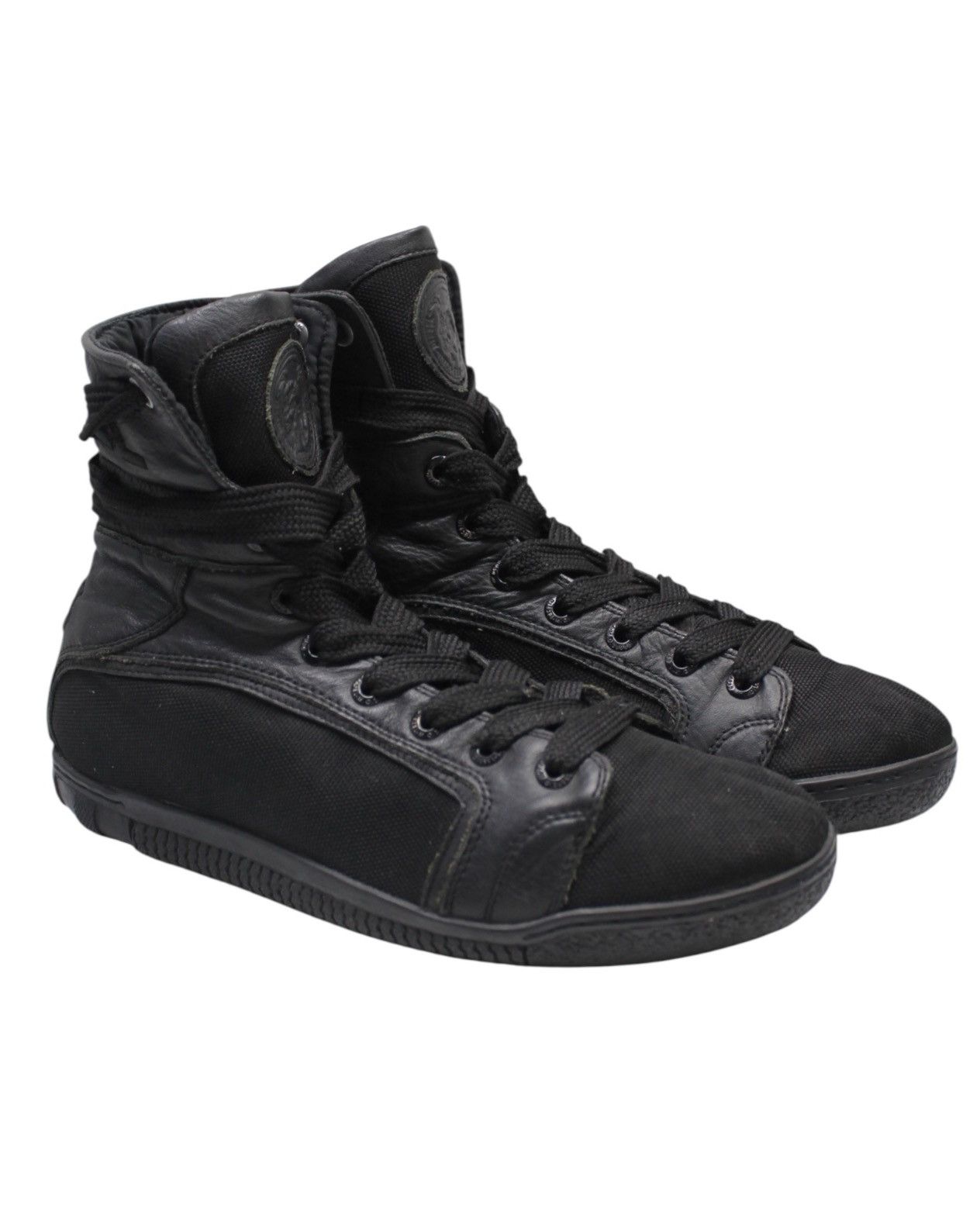 Diesel 2000S DIESEL “78” HIGH-TOP COMBAT LEATHER CANVAS SNEAKERS Size US 10 / EU 43 - 1 Thumbnail