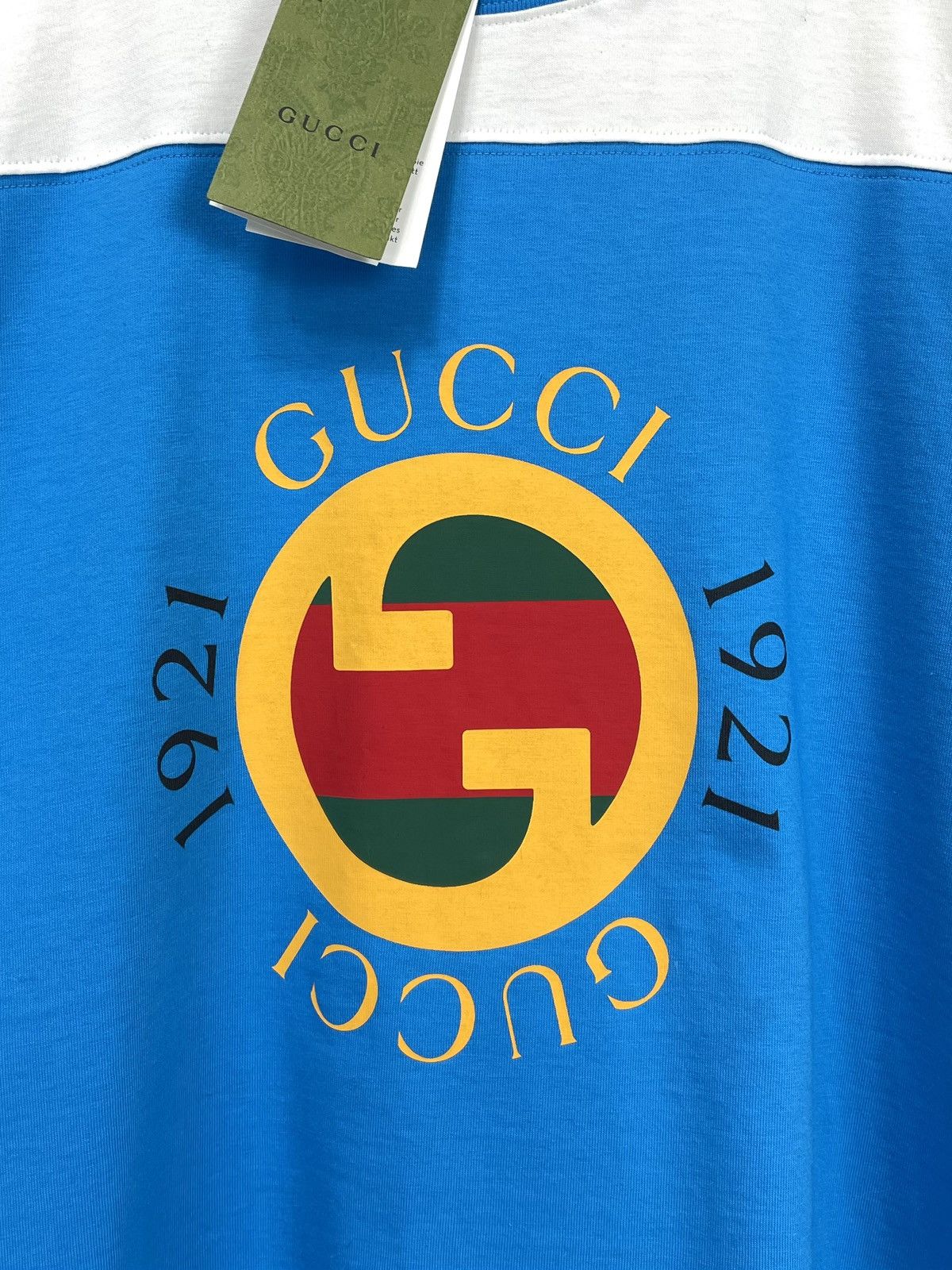 Gucci Gucci “1921” Logo Print Colorblock T-Shirt – Size L Size US L / EU 52-54 / 3 - 4 Thumbnail