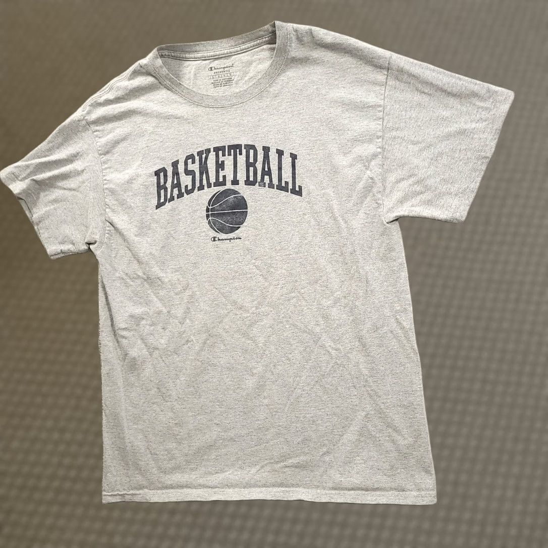 Champion Champion Mens Shirt Large Gray Spell Out Short Sleeve Basketball Logo Shirt Men L Gray 90s Vintage Not N/A Size US L / EU 52-54 / 3 - 1 Thumbnail