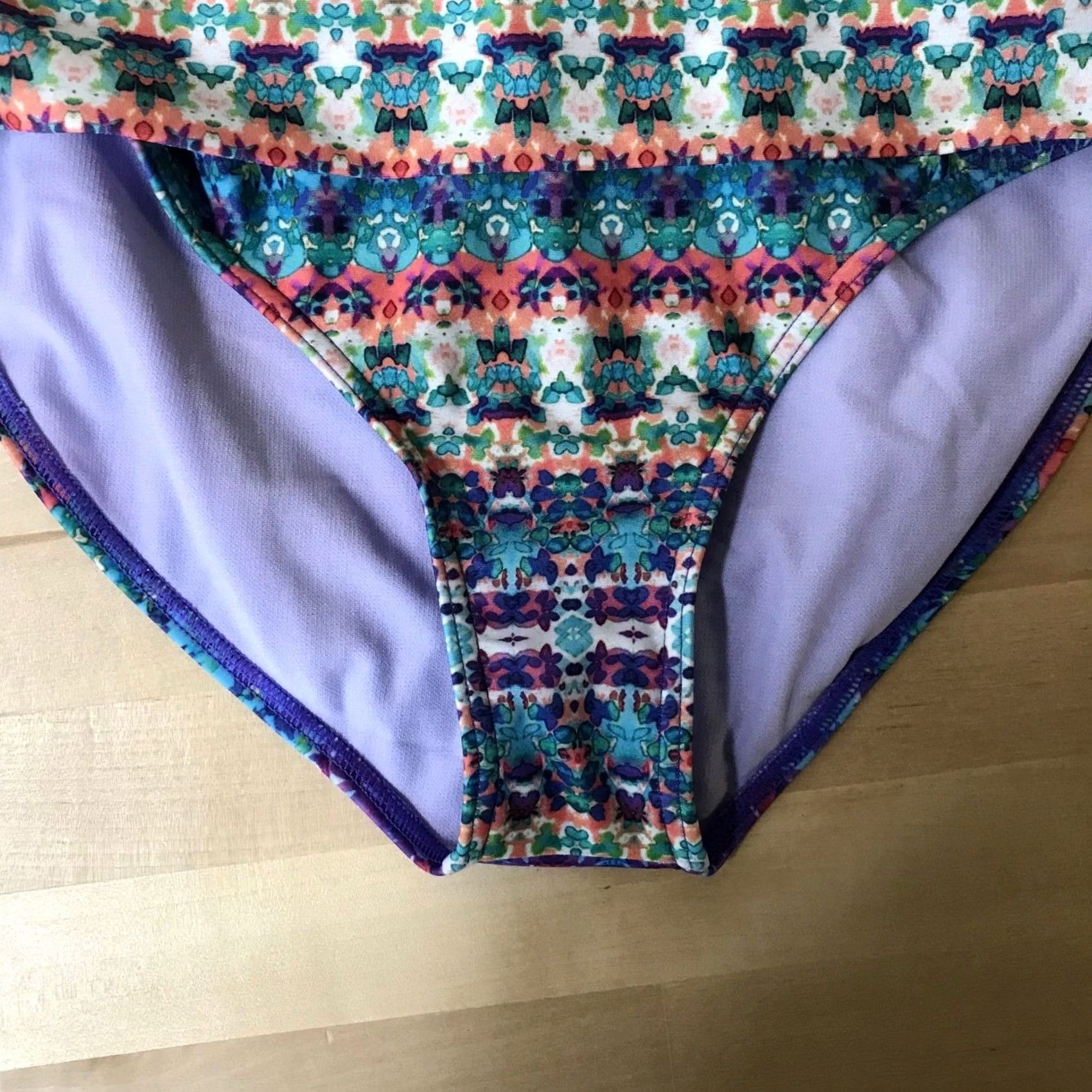 Prana Prana Womens Bikini Bottoms Multicolor Geometric Floral Size M Purple Blue Boho Size 32" / US 10 / IT 46 - 2 Thumbnail