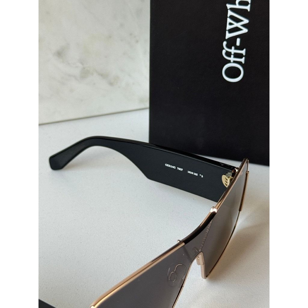 Off-White NEW Off White Aspen Metal Unisex Sunglasses in Gold Grey Size ONE SIZE - 6 Thumbnail