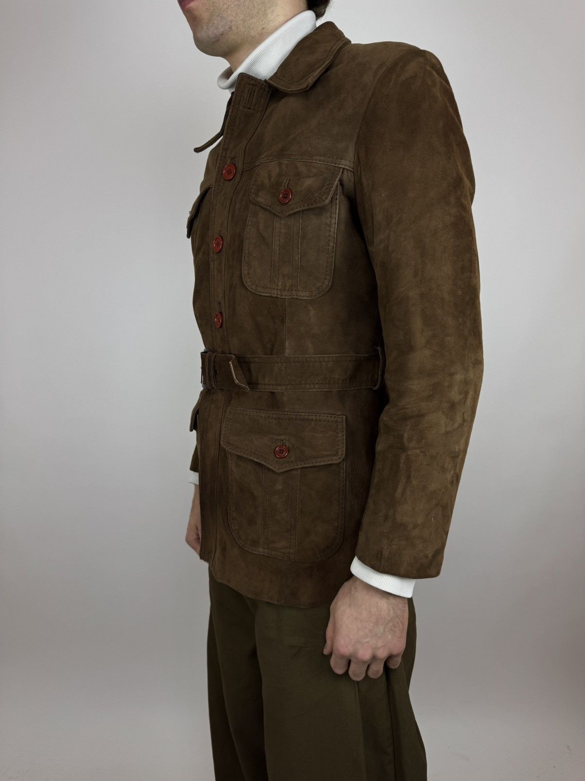 Other Vintage Suede Jacket Toscana Pockets Belted Peacoat Japanese Size US M / EU 48-50 / 2 - 2 Thumbnail