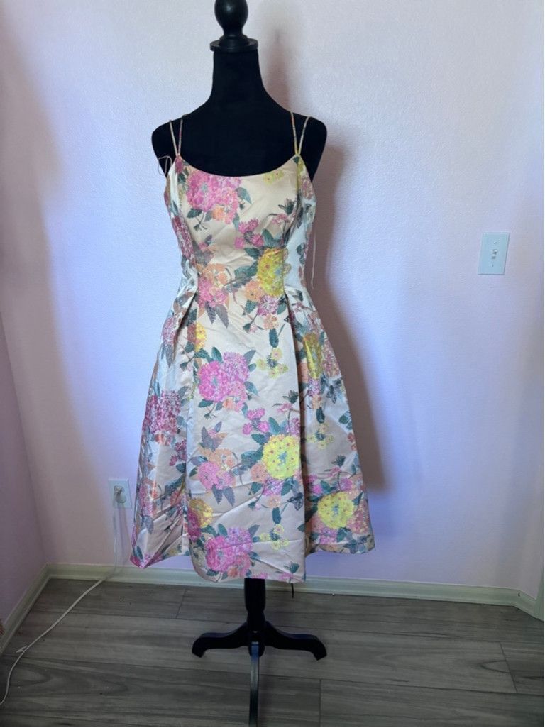 Adrianna Papell Adrianna Papell Floral Cocktail Dress Size 4 Pink Multi Size S / US 4 / IT 40 - 4 Thumbnail
