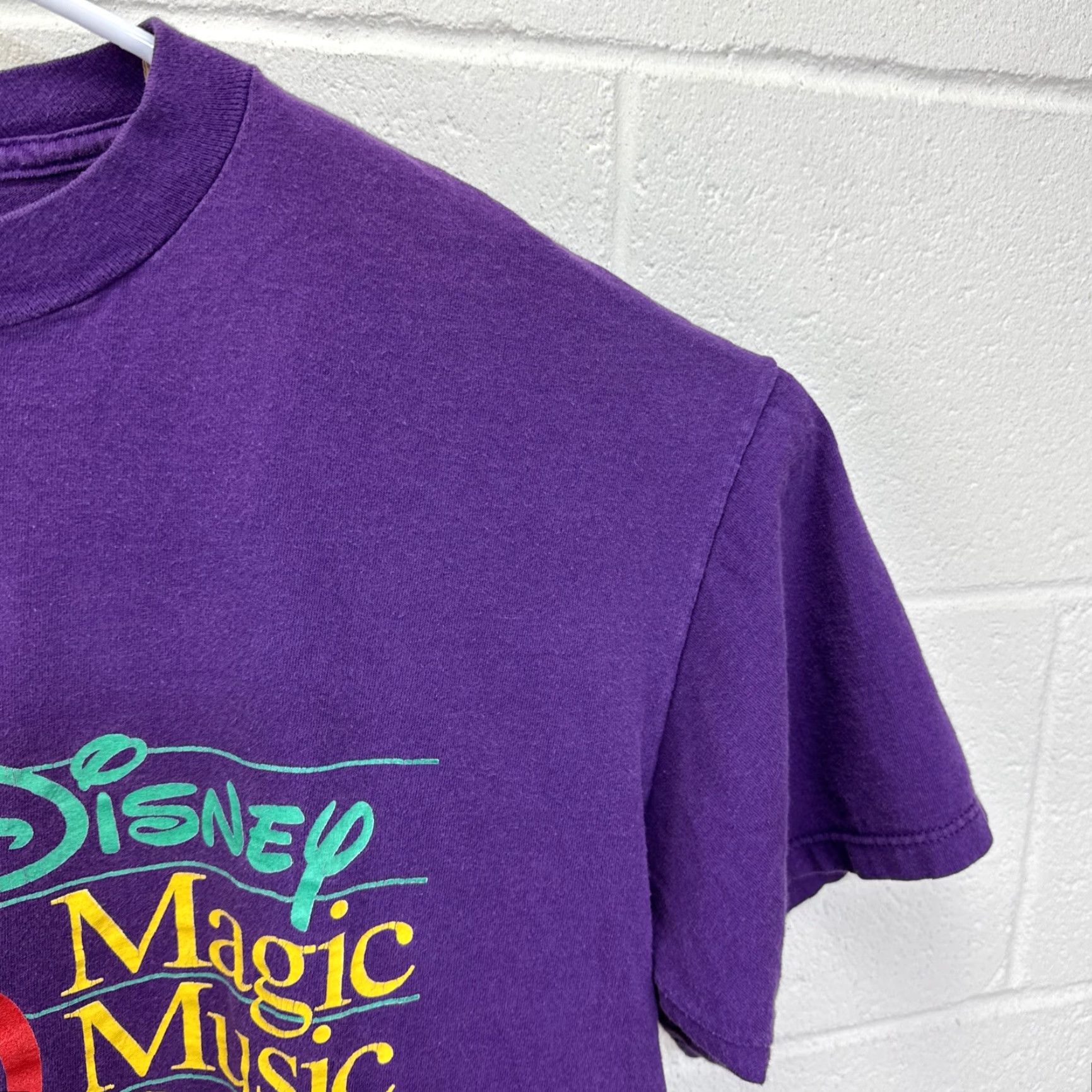 Disney VINTAGE Disney T-Shirt Unisex Adults XL Mickey Mouse Purple Crew Neck 90s Logo Graphic Print Found Season: Fall, Spring, Summer Size US XL / EU 56 / 4 - 7 Thumbnail