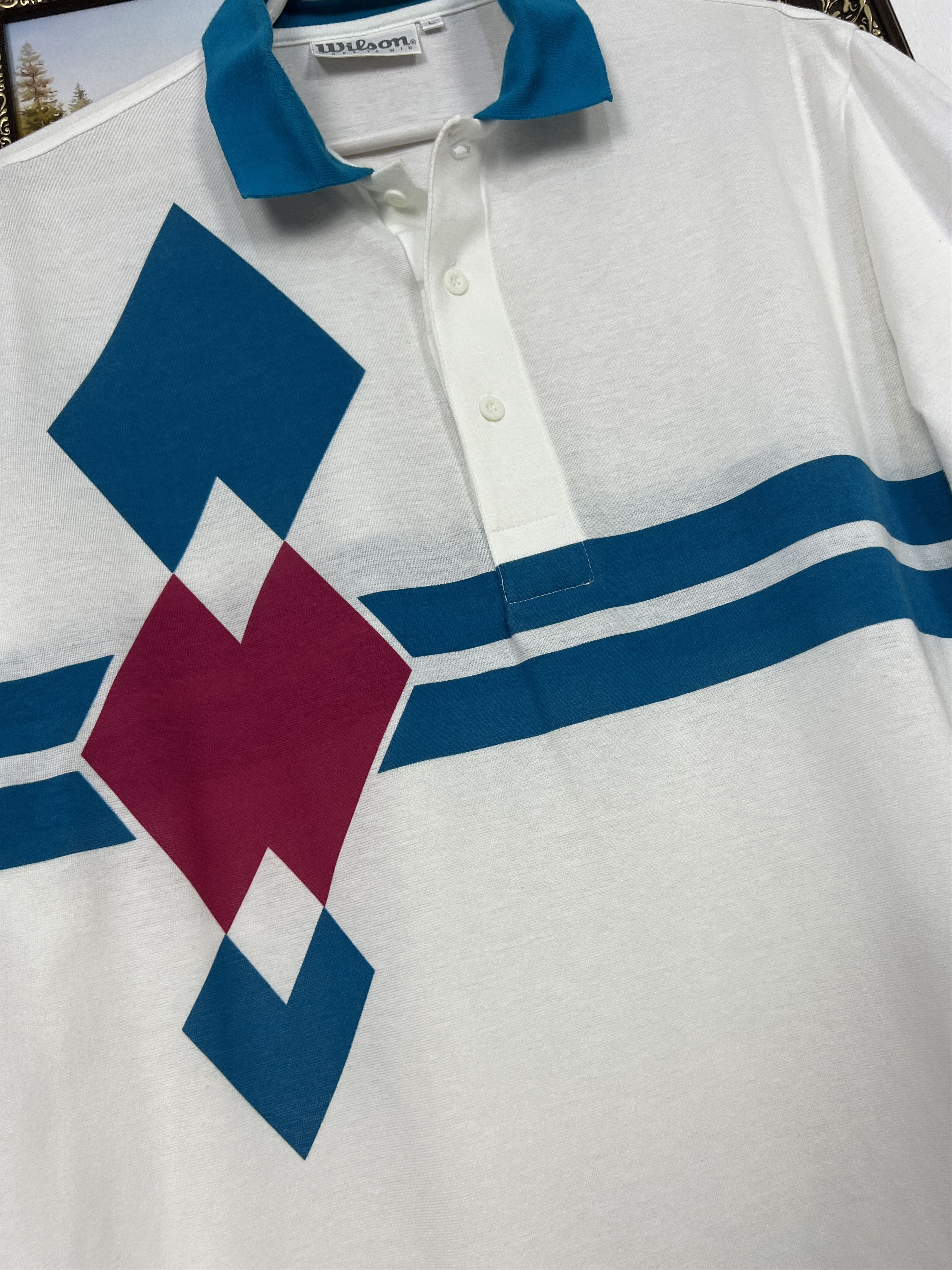 Wilson Vintage 90's Wilson Tennis White Polo Mens Shirt Sport Size US L / EU 52-54 / 3 - 4 Thumbnail