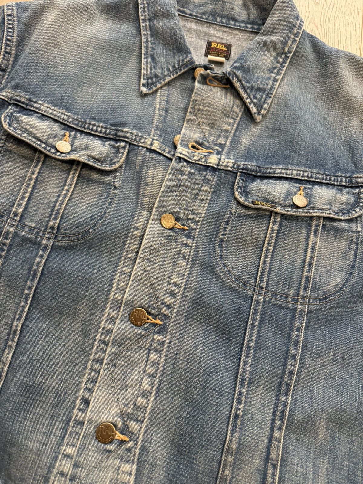 RRL Ralph Lauren Leeland Indigo Denim Trucker Jacket Size US XL / EU 56 / 4 - 2 Thumbnail