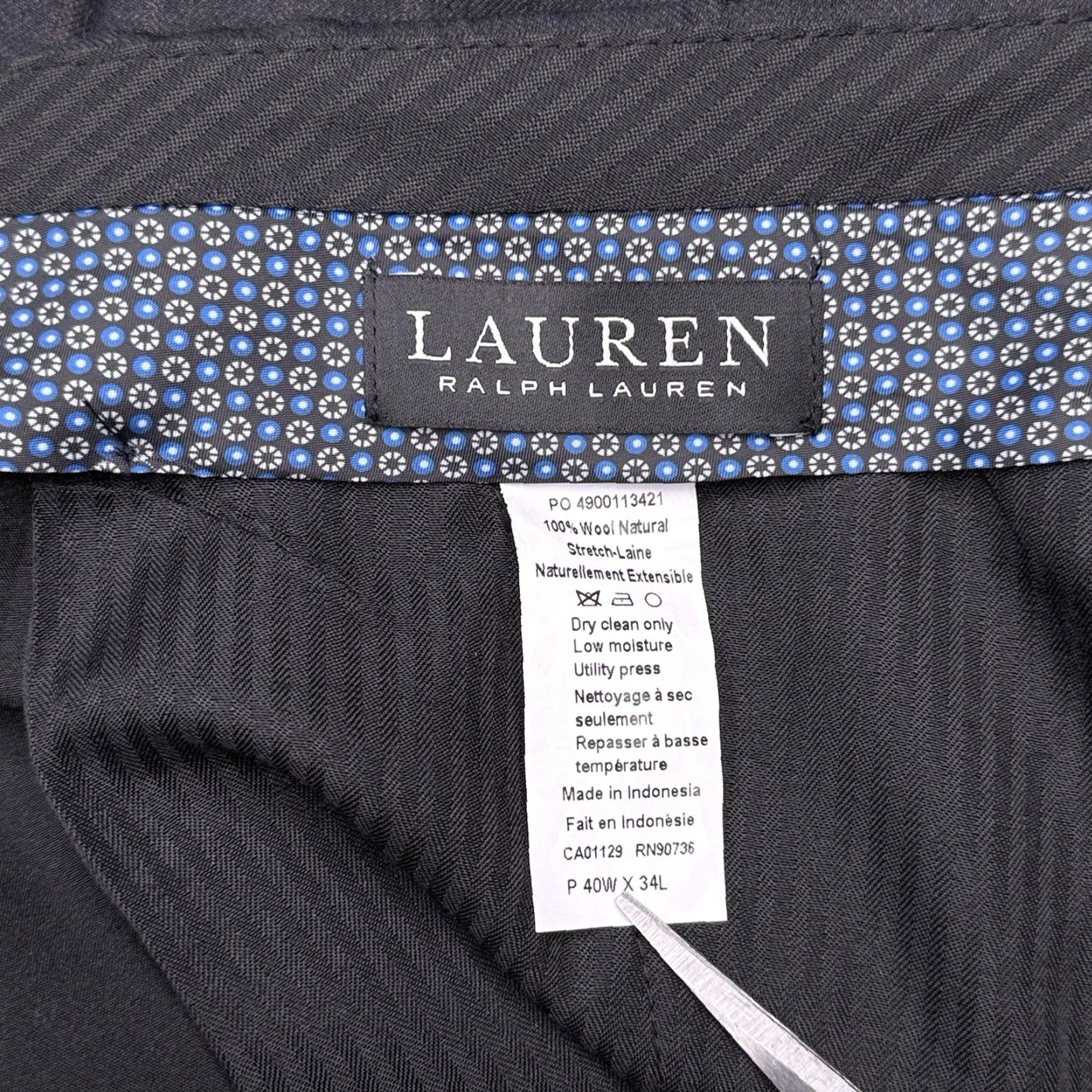 Ralph Lauren Lauren Ralph Lauren Dress Pants Mens 40x34 Gray Burgundy Stripe Mid Rise Wool Rayon Formal Business Straight Front Zip Pockets Logo Vintage No Size US 40 / EU 56 - 4 Thumbnail