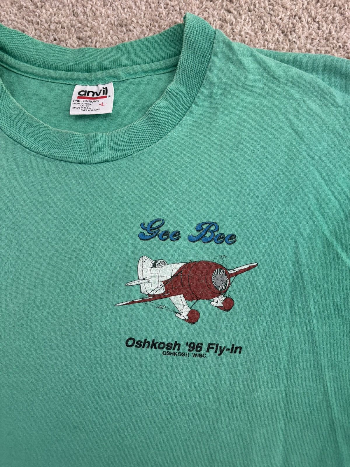 Oshkosh Vintage 1996 Oshkosh Fly-In Plane T Shirt Size US L / EU 52-54 / 3 - 2 Thumbnail