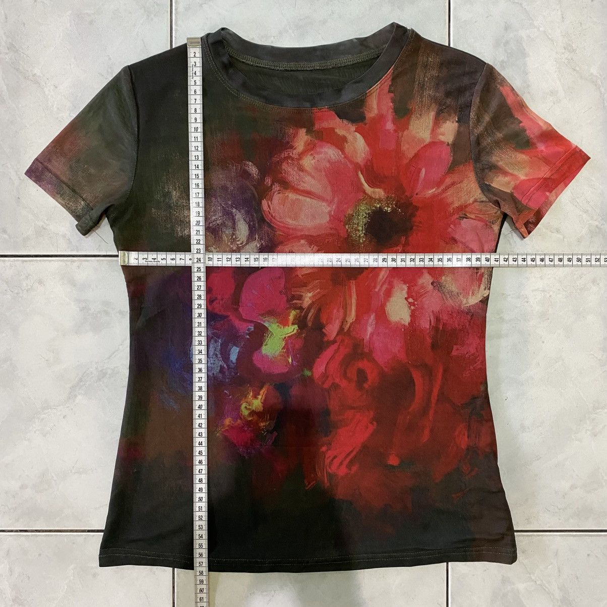Japanese Brand H&D Artistic Floral Painting Dark Tone Tee Grunge Aesthetic Size L / US 10 / IT 46 - 19 Thumbnail