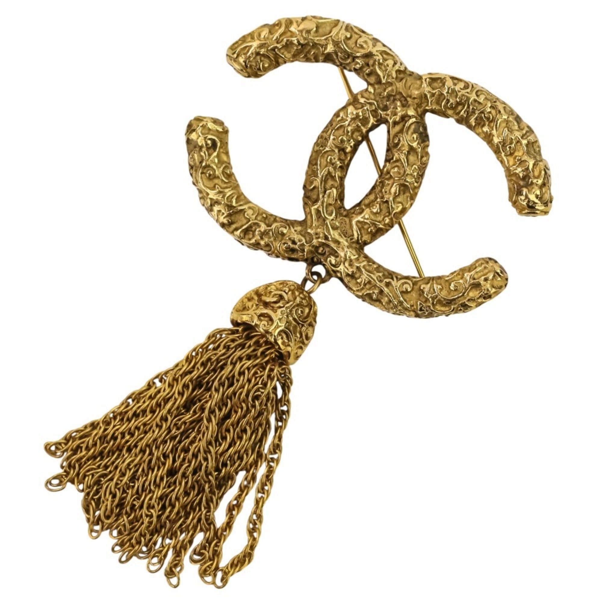 Chanel 93A CHANEL Vintage Coco Mark Tassel Brooch, Gold, Women's Size ONE SIZE - 1 Thumbnail