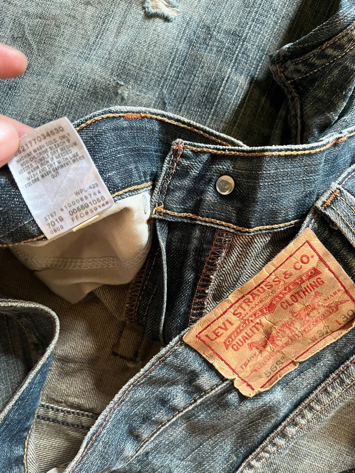 Levi's Vintage 80s Levis 569 Blue Wash Distressed Baggy Jeans 34x30 Size US 34 / EU 50 - 9 Thumbnail
