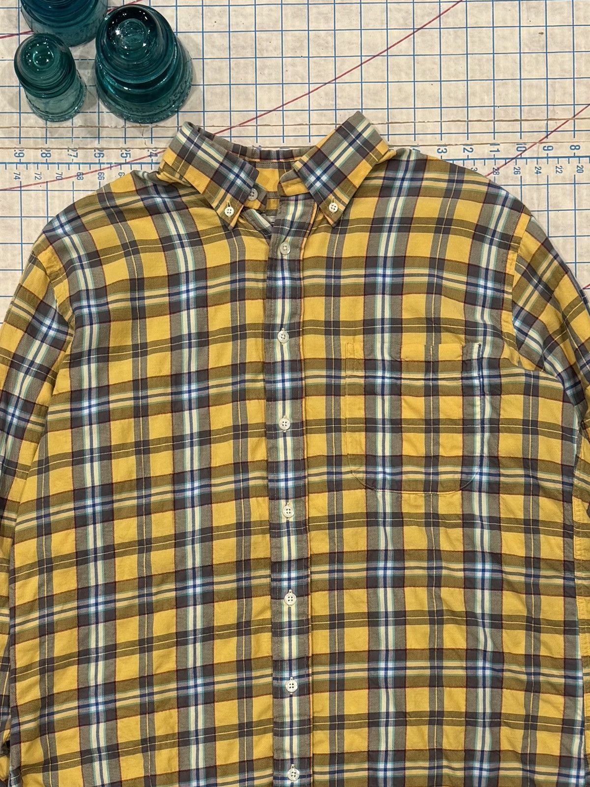 Gitman Bros. Gitman Bros Yellow Plaid Button Up Shirt Mens Size Large Size US L / EU 52-54 / 3 - 3 Thumbnail