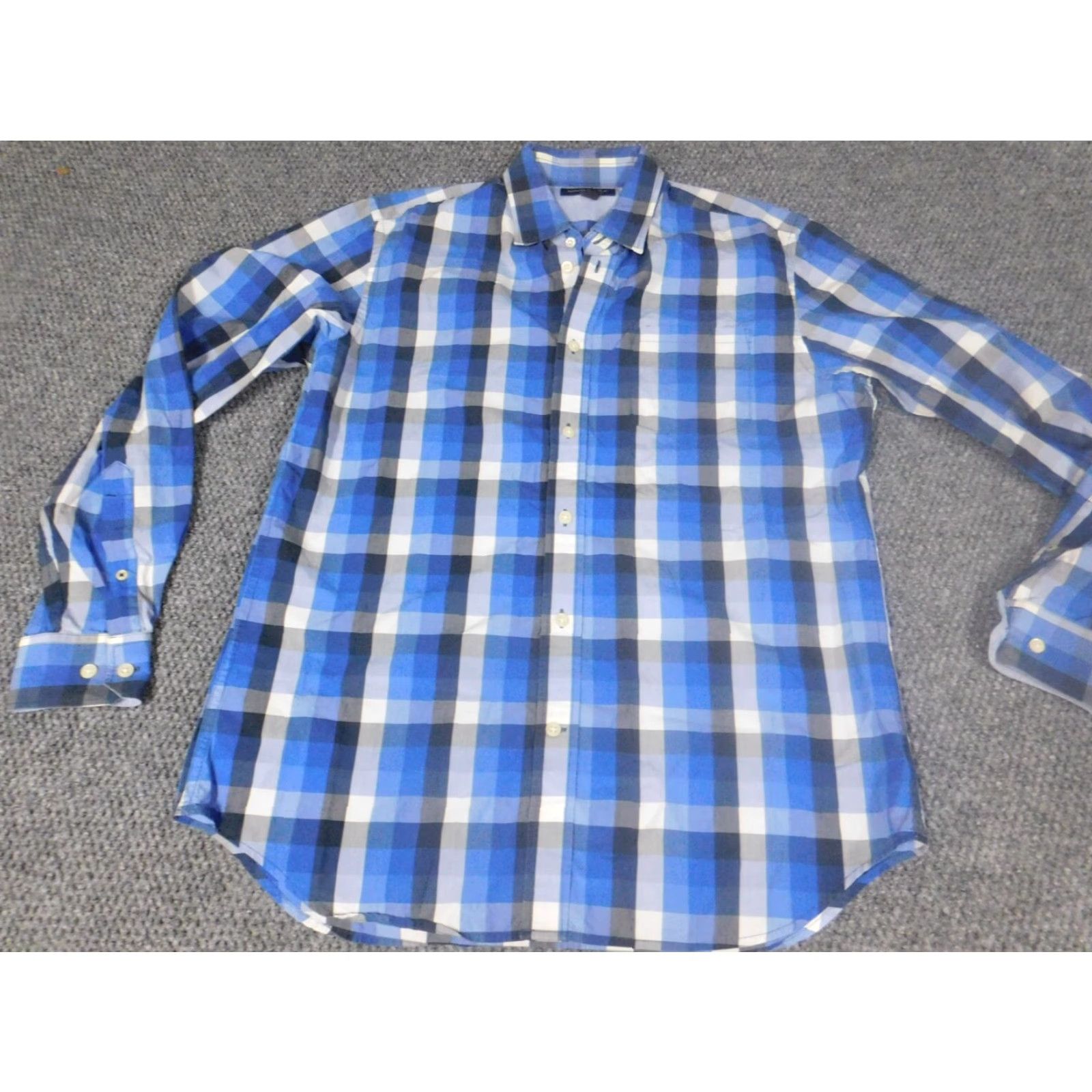 Banana Republic Banana Republic Mens Shirt Long Sleeve Button-Up Collared Blue Plaid Regular M Size US M / EU 48-50 / 2 - 2 Thumbnail