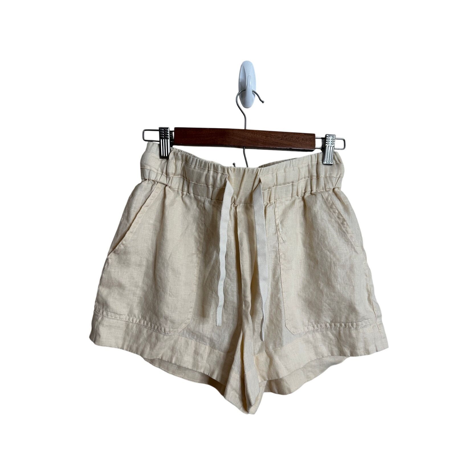 A.L.C. A.L.C Billy Shorts 100% Linen Drawstrings in Cream Womans 0 Size 25" / US 0 / IT 36 - 1 Thumbnail