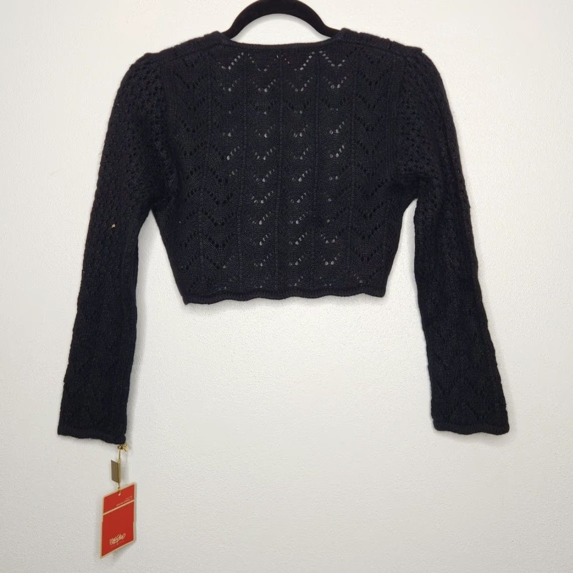 Mossimo VINTAGE Mossimo Cardigan Shirt Womens S Black Knit Bolero Angora Ramie NWT Short Length 14 Width 16 Size S / US 4 / IT 40 - 8 Thumbnail
