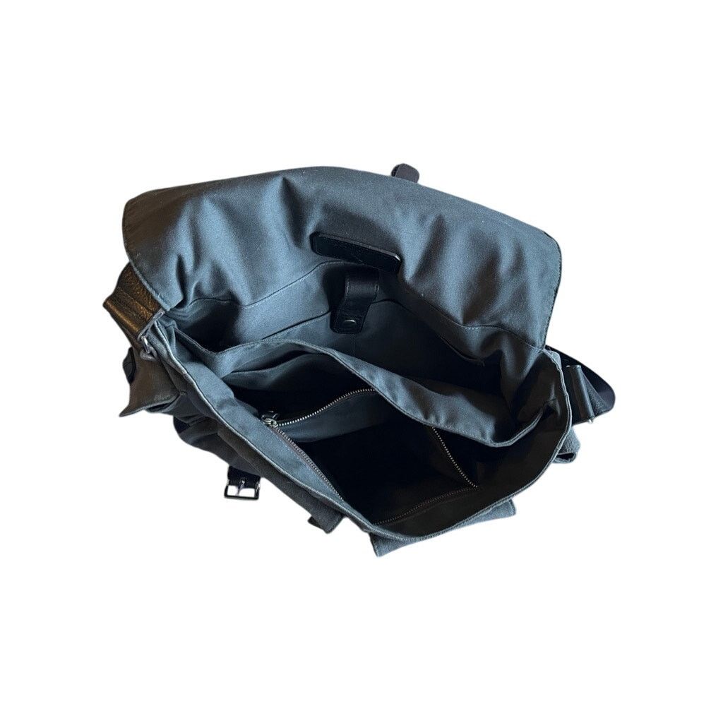 Ernest Alexander Ernest Alexander Messenger Bag Grey Canvas Black Leather Size 28 - 5 Thumbnail