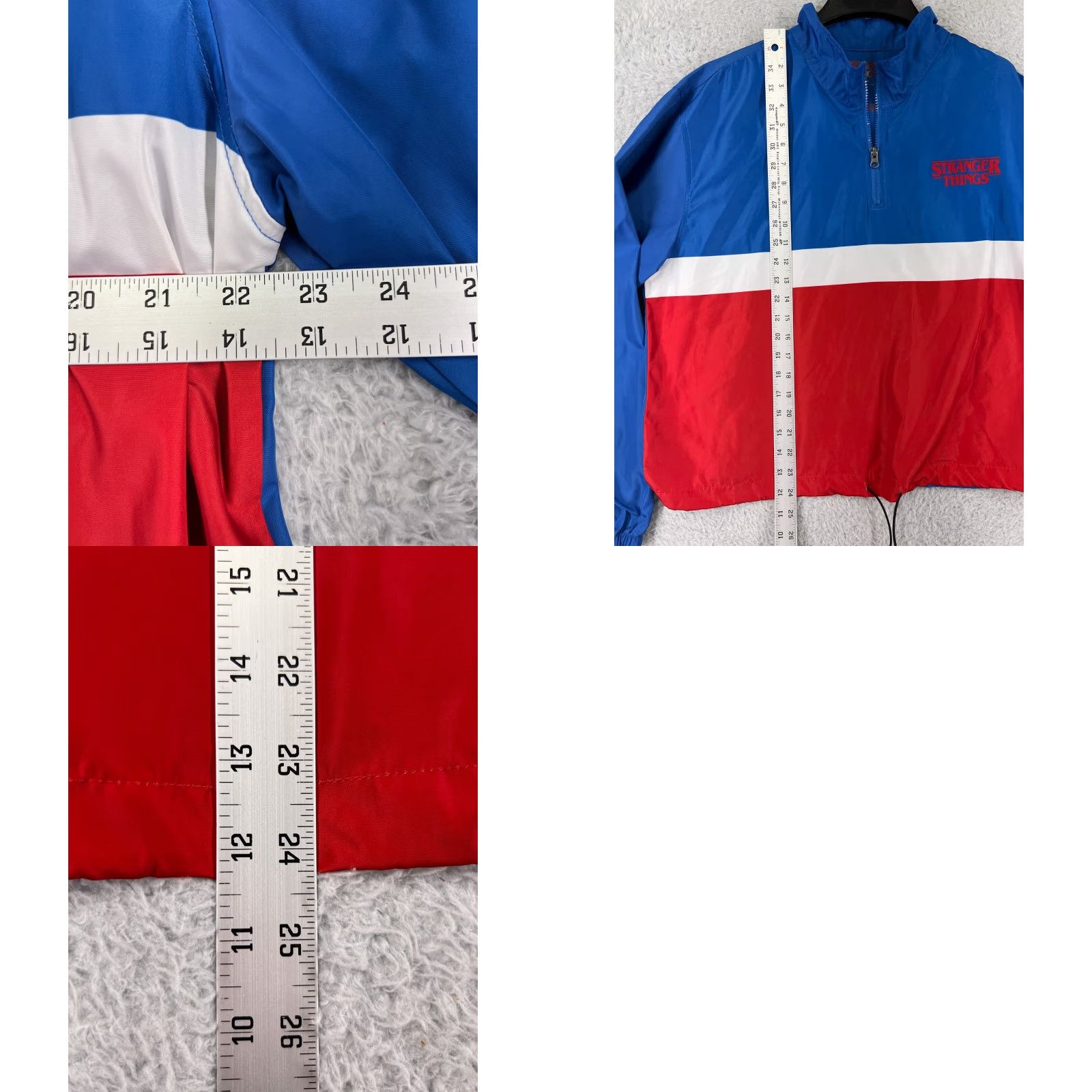 Vintage Stranger Things Jacket Teens 2XL Blue Red Striped Windbreaker Full Zip Pockets Logo 2XL Womens? Size XXL / US 16-18 / IT 52-54 - 9 Thumbnail
