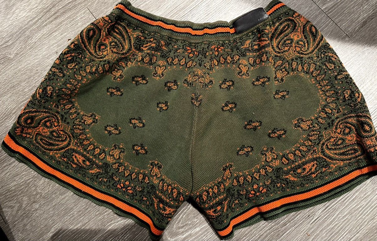 Amiri Amiri cashmere paisley bandana shorts green/orange XXL Size US 38 / EU 54 - 2 Thumbnail