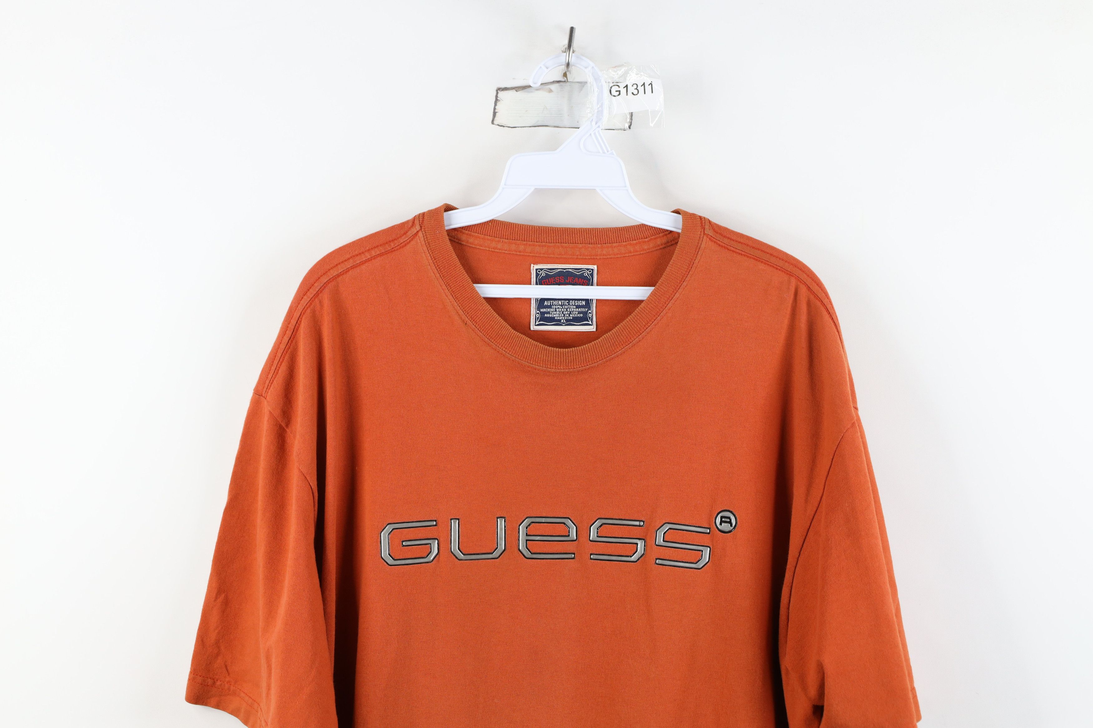 Guess Vintage 90s Y2K Guess Spell Out Short Sleeve T-Shirt Orange Size US XL / EU 56 / 4 - 2 Thumbnail