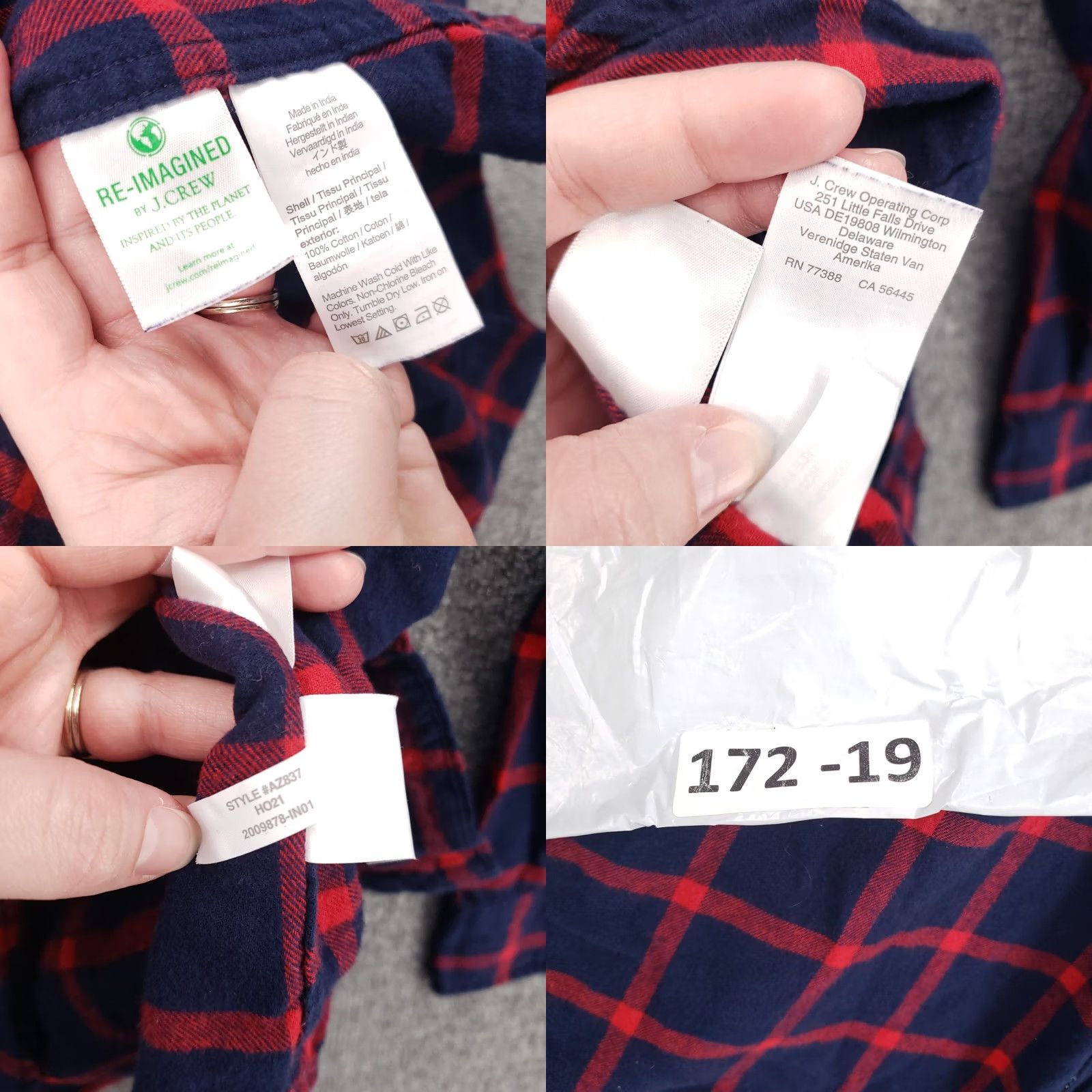 J.Crew J.CREW Shirt Mens M Medium Blue Red Plaid Flannel Slim Button-Up Long Sleeve Size US M / EU 48-50 / 2 - 8 Thumbnail