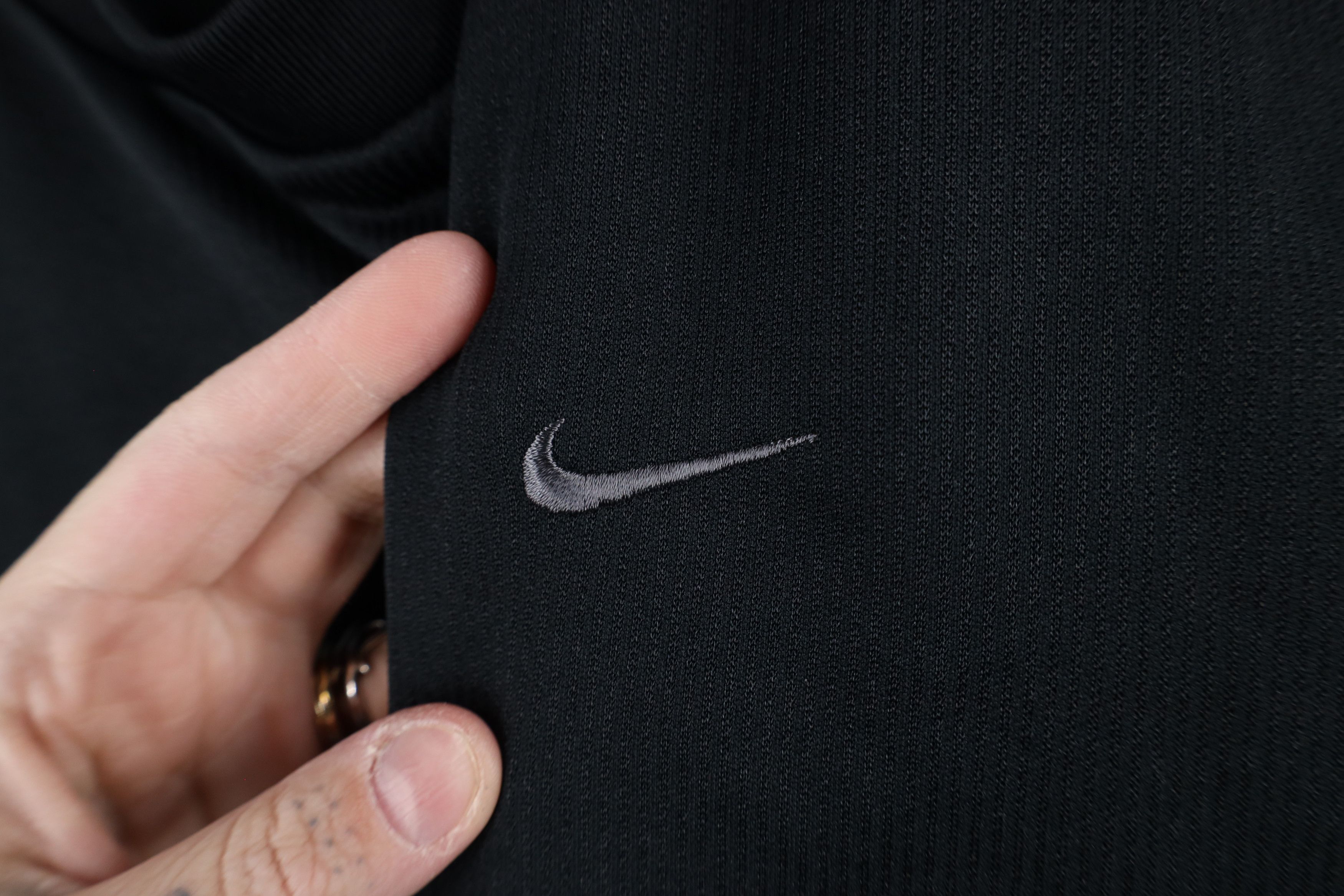 Nike × Vintage Vintage Nike Mini Swoosh Knit Long Sleeve T-Shirt Black Size US XL / EU 56 / 4 - 4 Thumbnail
