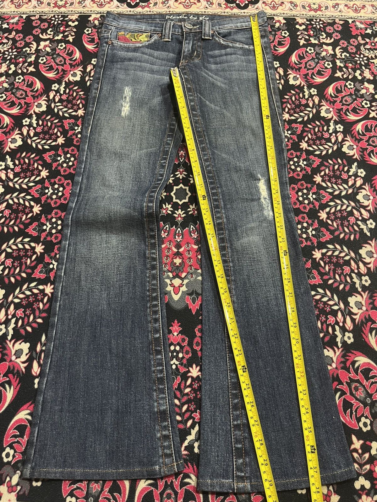 If Six Was Nine ⚡️Flare⚡️Plastic By Gly Floral Embroidered Pocket Blue Jeans Size 29" - 11 Thumbnail