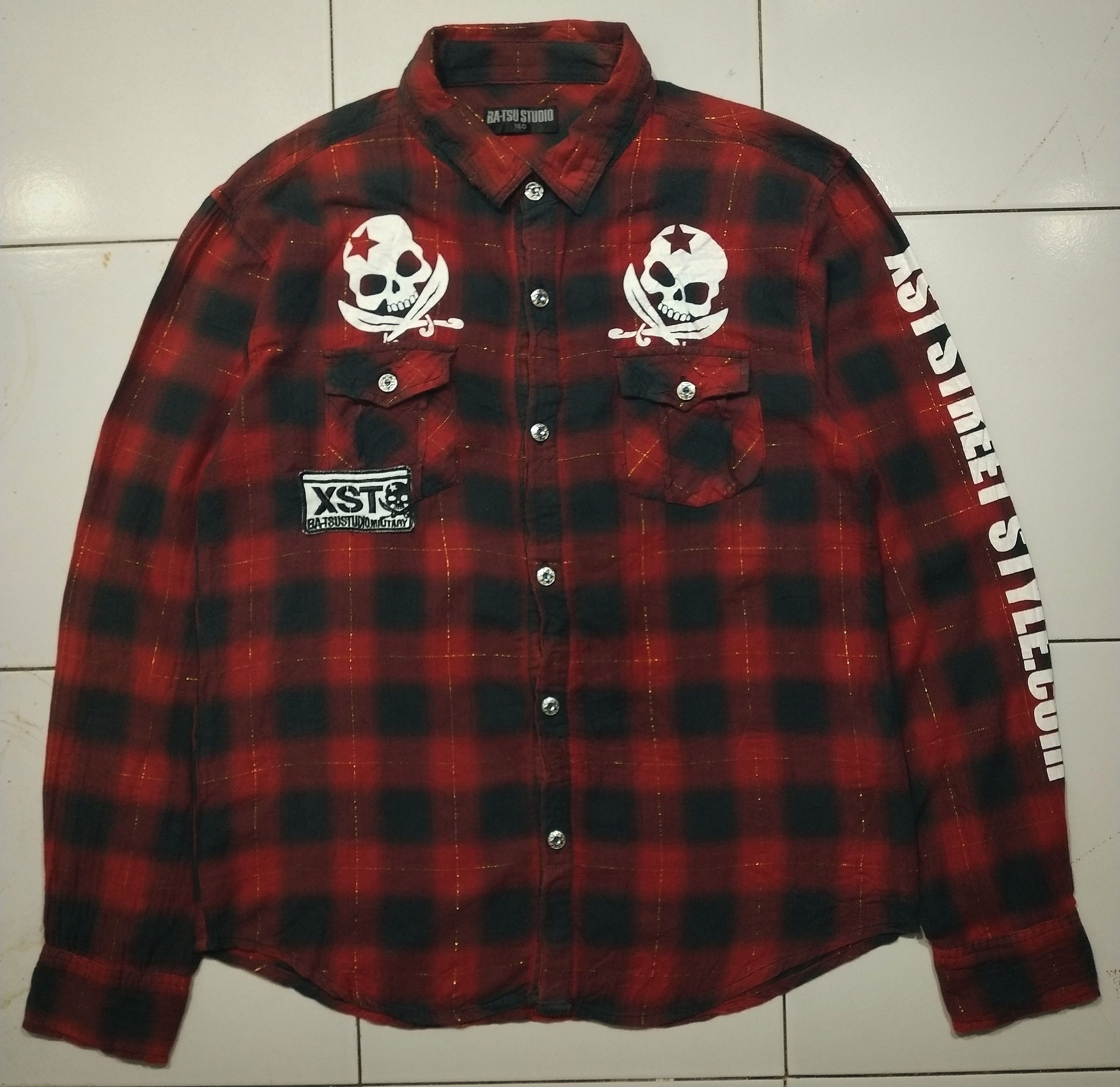 BATSU STUDIO Vintage Skull Plaid - Punk Style