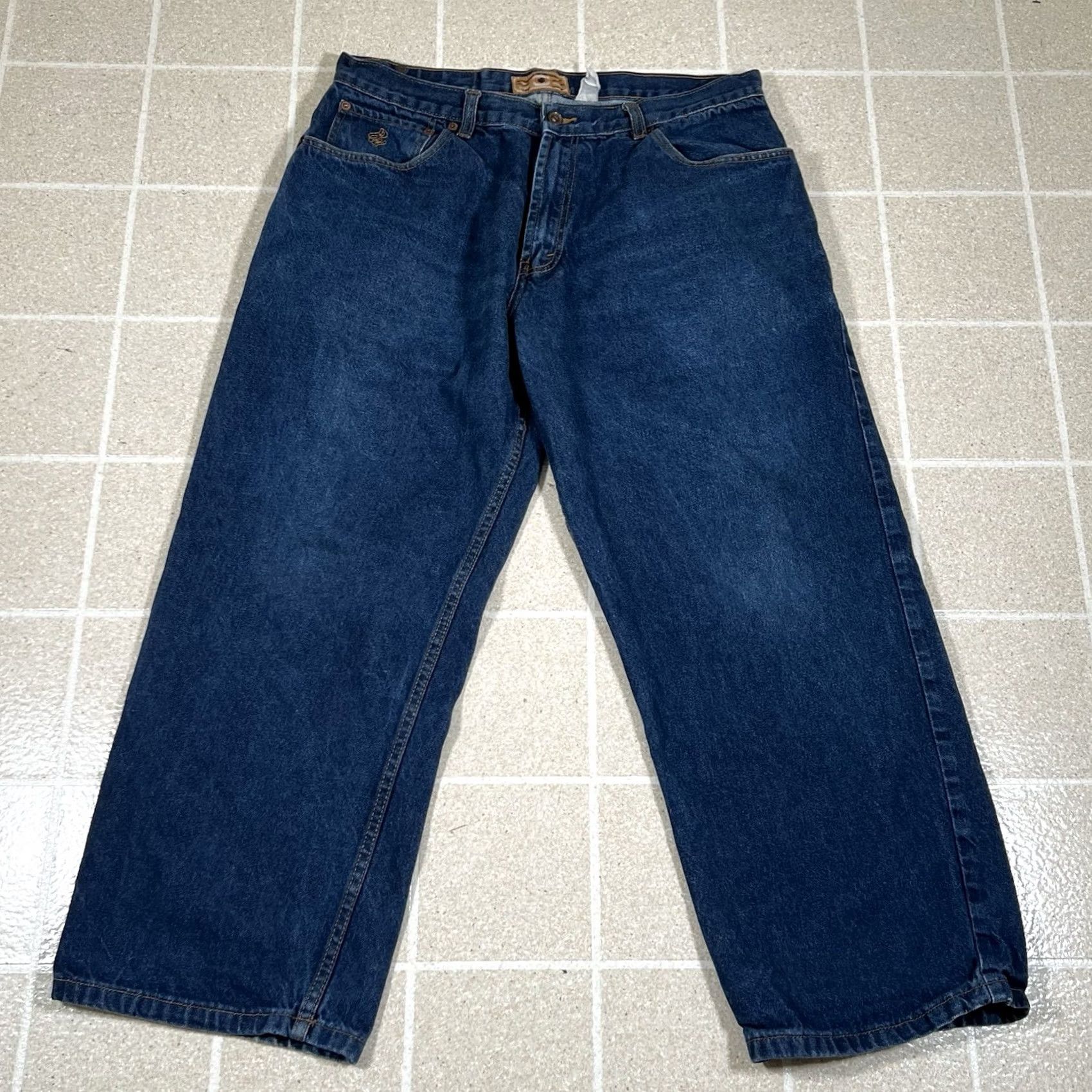 Rocawear VINTAGE Rocawear Jeans Wide-Leg 34x28 Jeans Blue Dark Wash 90s Y2K Baggy Mens Size US 34 / EU 50 - 4 Thumbnail