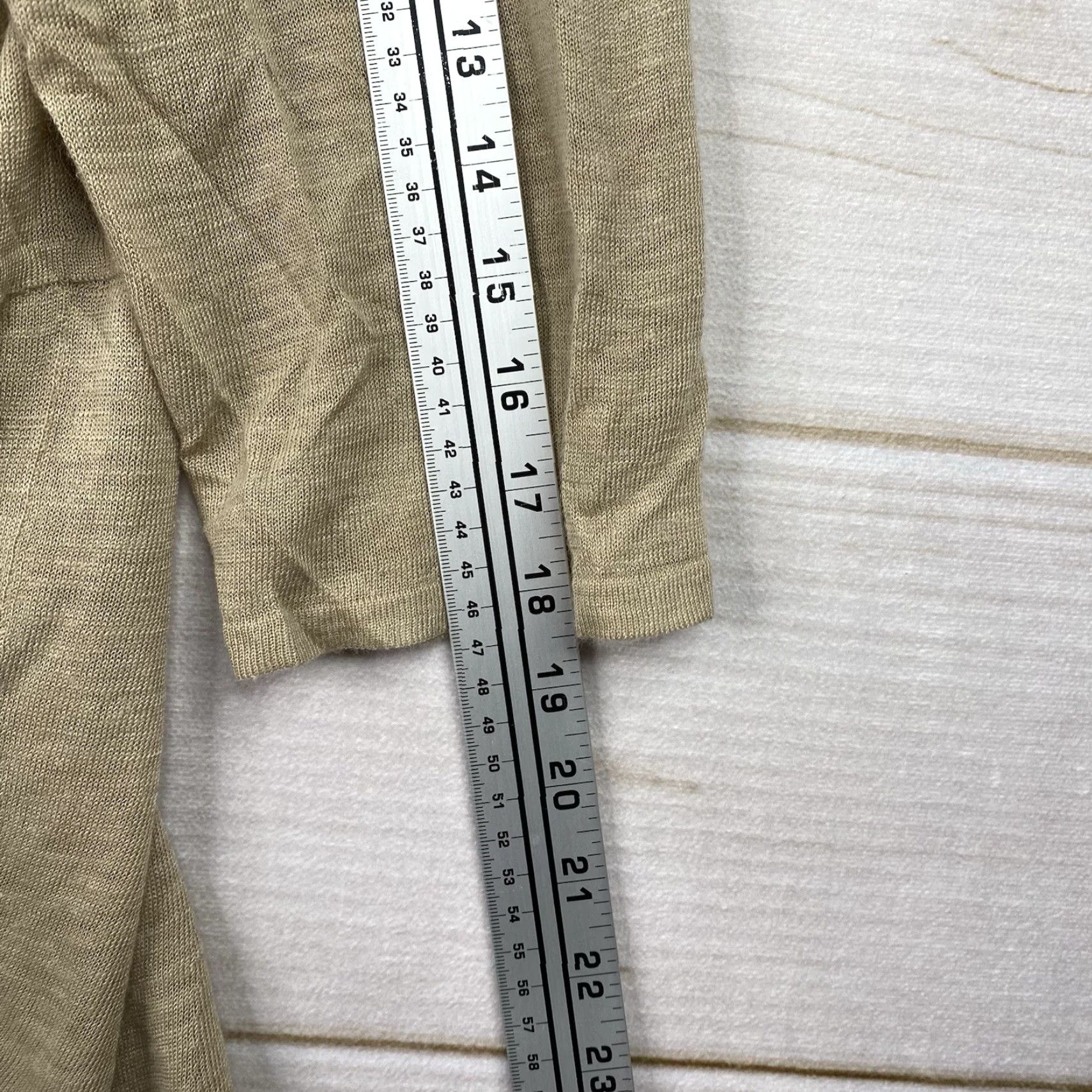 Vintage Catherines Cardigan Open 0X Tan Linen Blend Topper Lightweight 3/4 Sleeve Knit Casual Bohemian V-Neck Relaxed Plus Jacket Womens Size XL / US 12-14 / IT 48-50 - 3 Thumbnail
