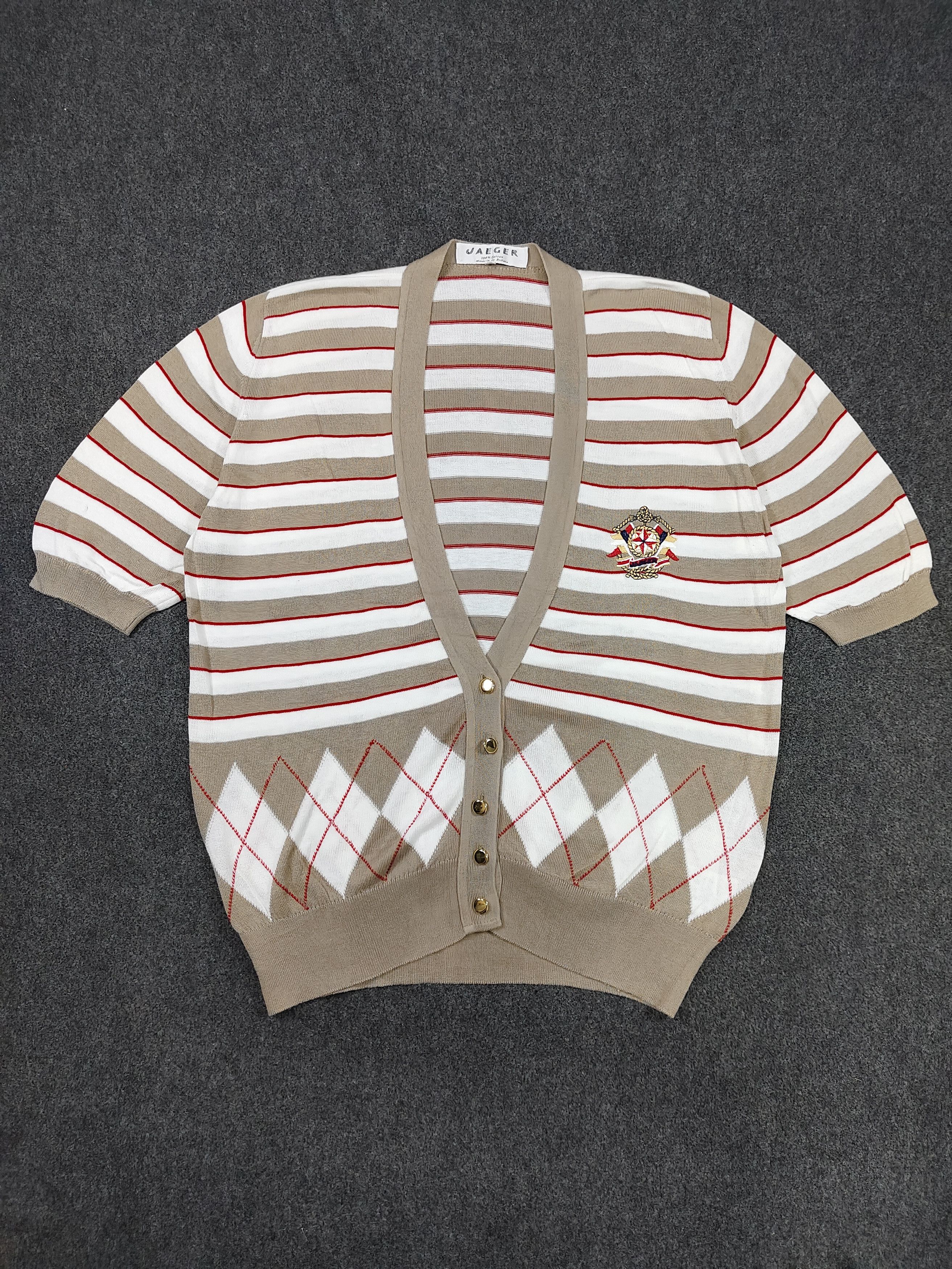 Jaeger 💥 Vtg Jaeger 💥 Striped Knit Short Cardigan Size L / US 10 / IT 46 - 5 Thumbnail