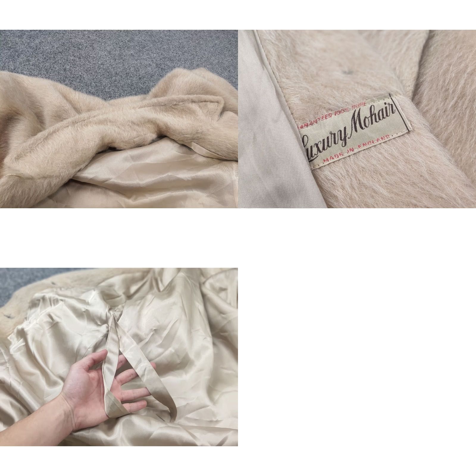 Vintage VINTAGE Luxury Mohair Beige Coat Jacket - 1950s/60s Mod GoGo Mink Fur Buttons - Size M/L - UK ORIGINAL Size M / US 6-8 / IT 42-44 - 10 Thumbnail