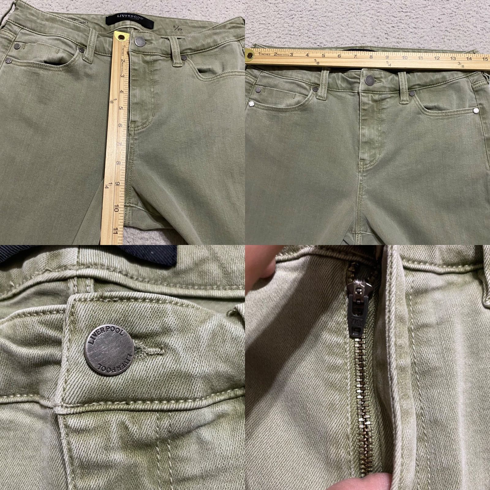 Denime Liverpool Jeans Shirt Womens 8 Beige Denim Skinny Jeans Medium Wash Ankle Mid Rise Stretch Pockets 5-Pocket Womens Liverpool Jeans Size 30" / US 8 / IT 44 - 8 Thumbnail