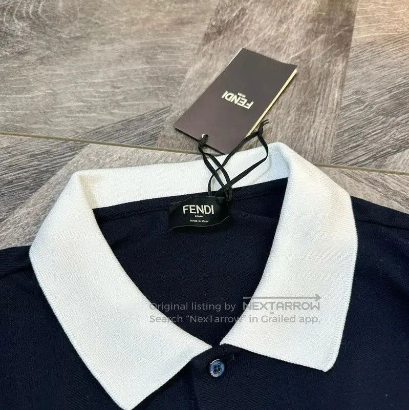 Fendi Fendi Black Cotton Long Sleeve Polo Shirt . Size US L / EU 52-54 / 3 - 5 Thumbnail
